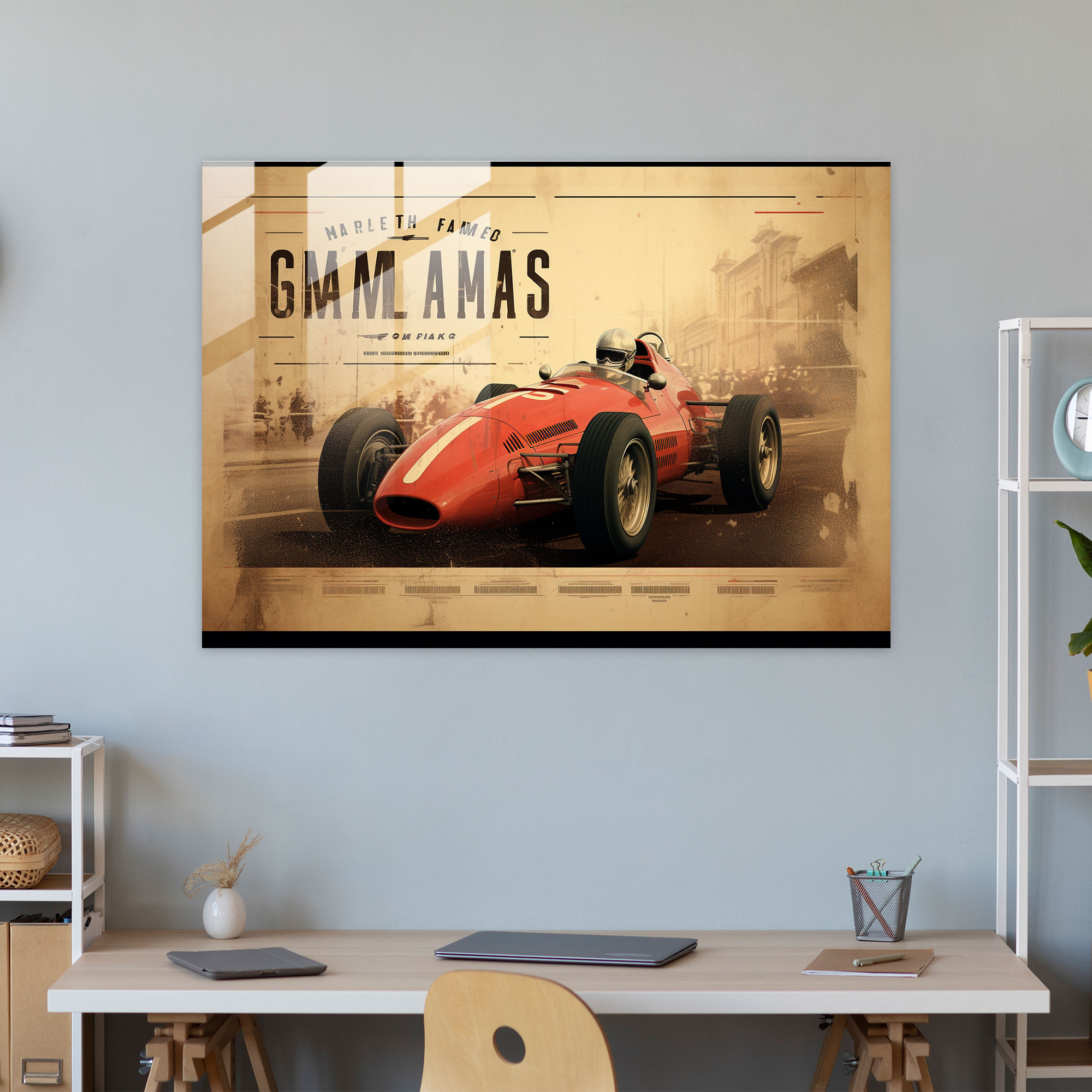 Formula 1 Vintage Glass Print - Formula 1, Nostalgia, Vintage Poster, Classic Cars