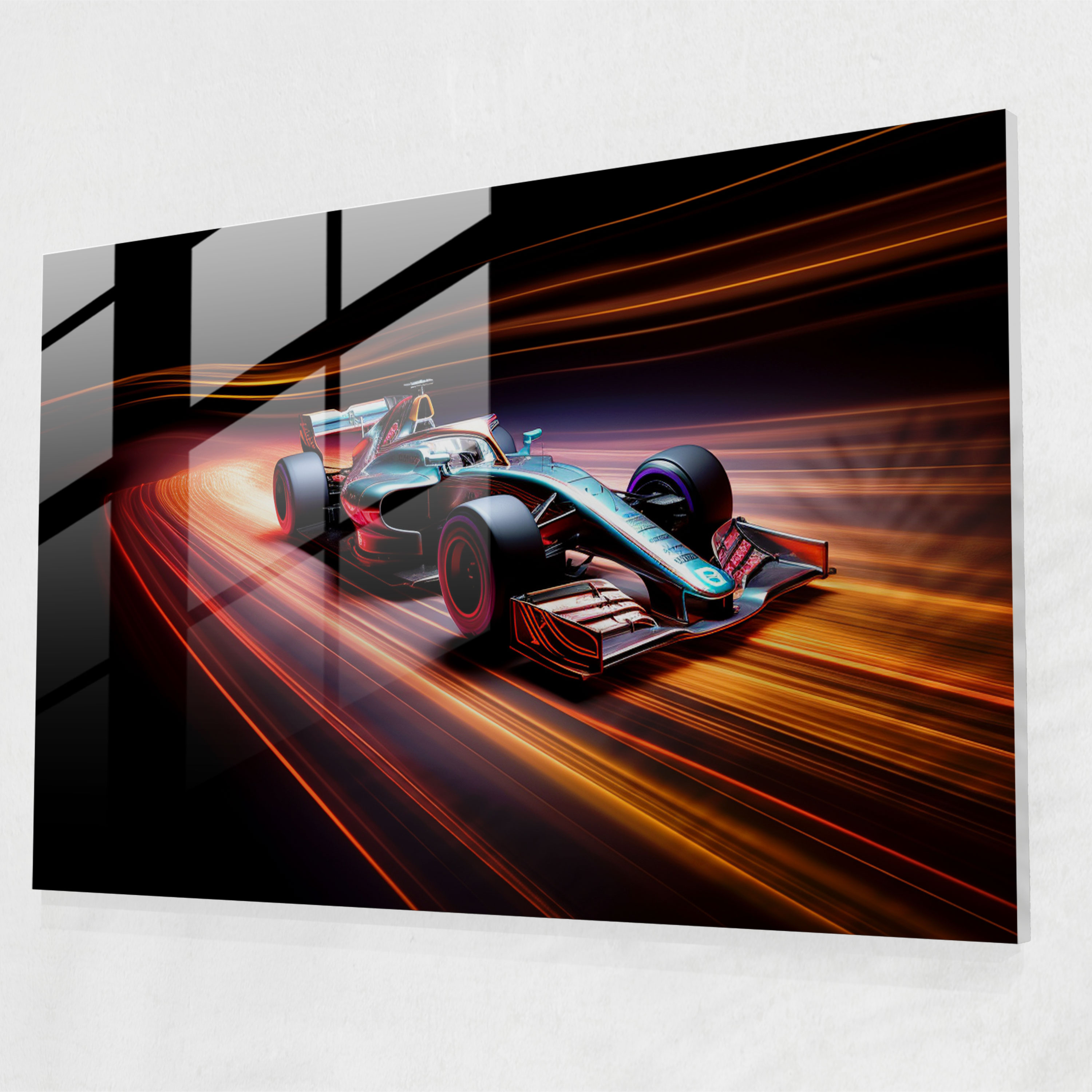 Formula 1 Long Exposure Glass Print - Formula 1, Speed, Racecar, Modern Art