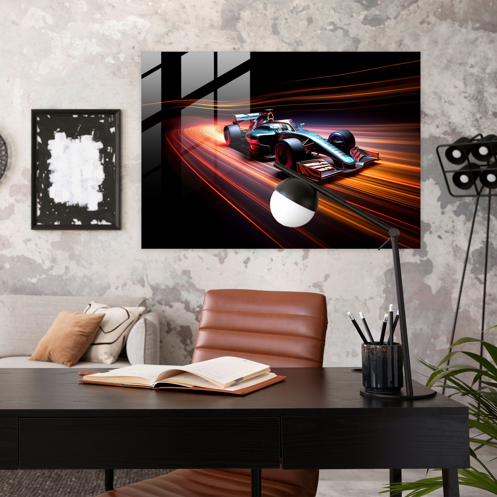 Formula 1 Long Exposure Glass Print - Formula 1, Speed, Racecar, Modern Art