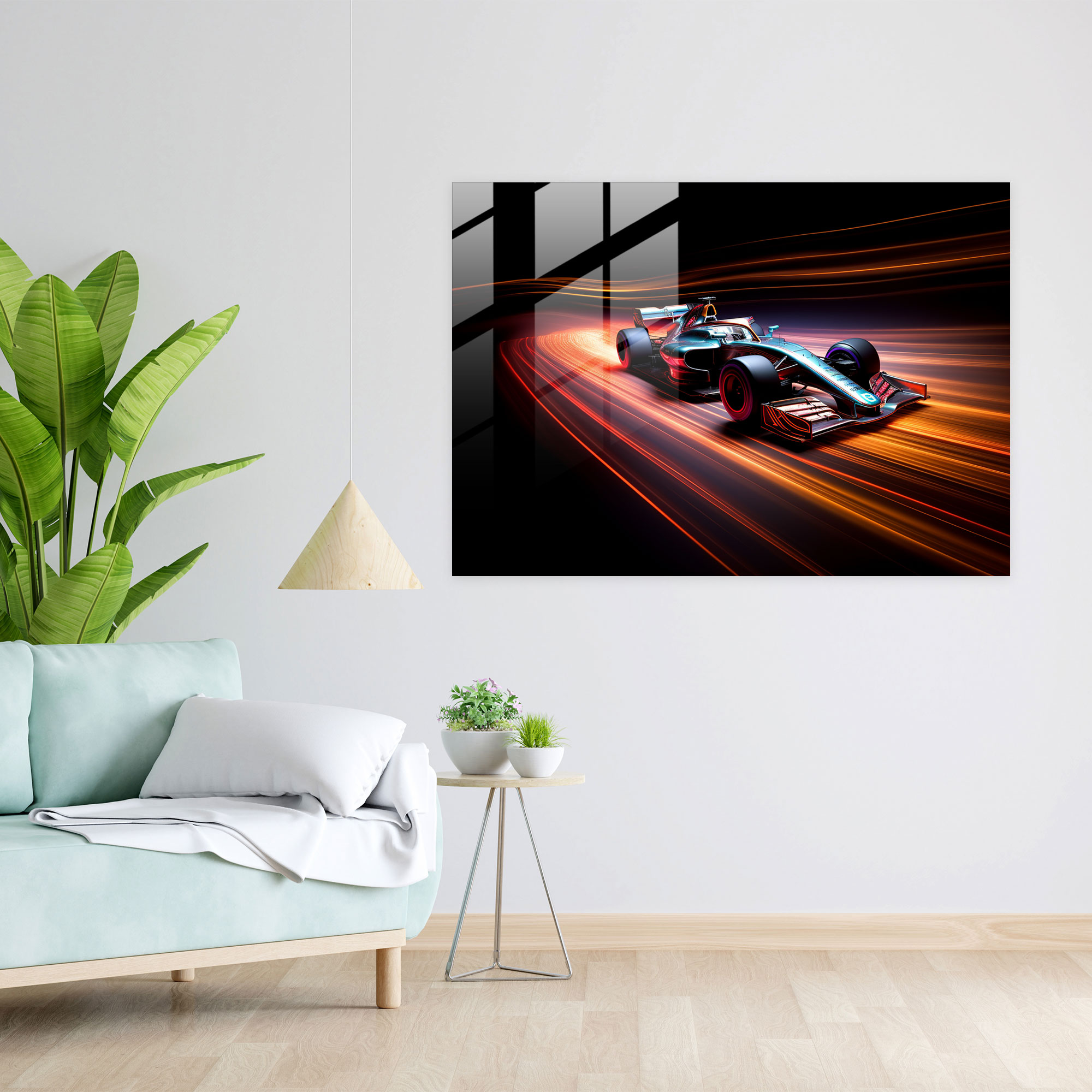 Formula 1 Long Exposure Glass Print - Formula 1, Speed, Racecar, Modern Art