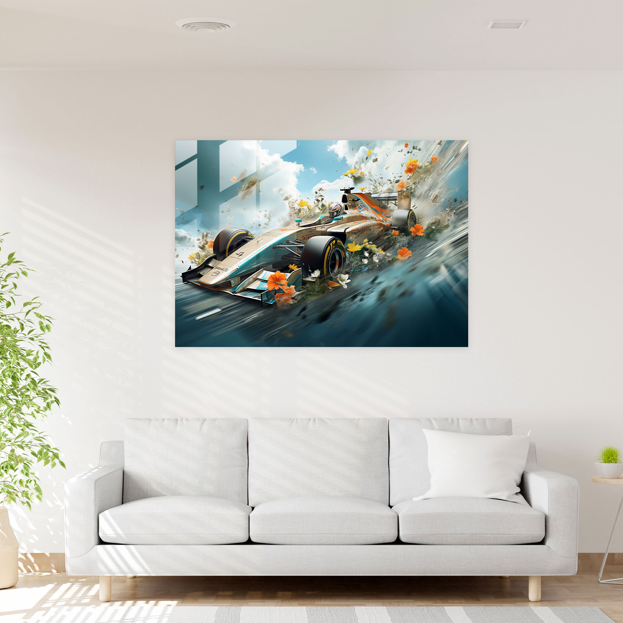 Formula 1 Nature And Technology Glass Print - Formula 1, Glass Wall Art, Wall Decoration, Formula 1