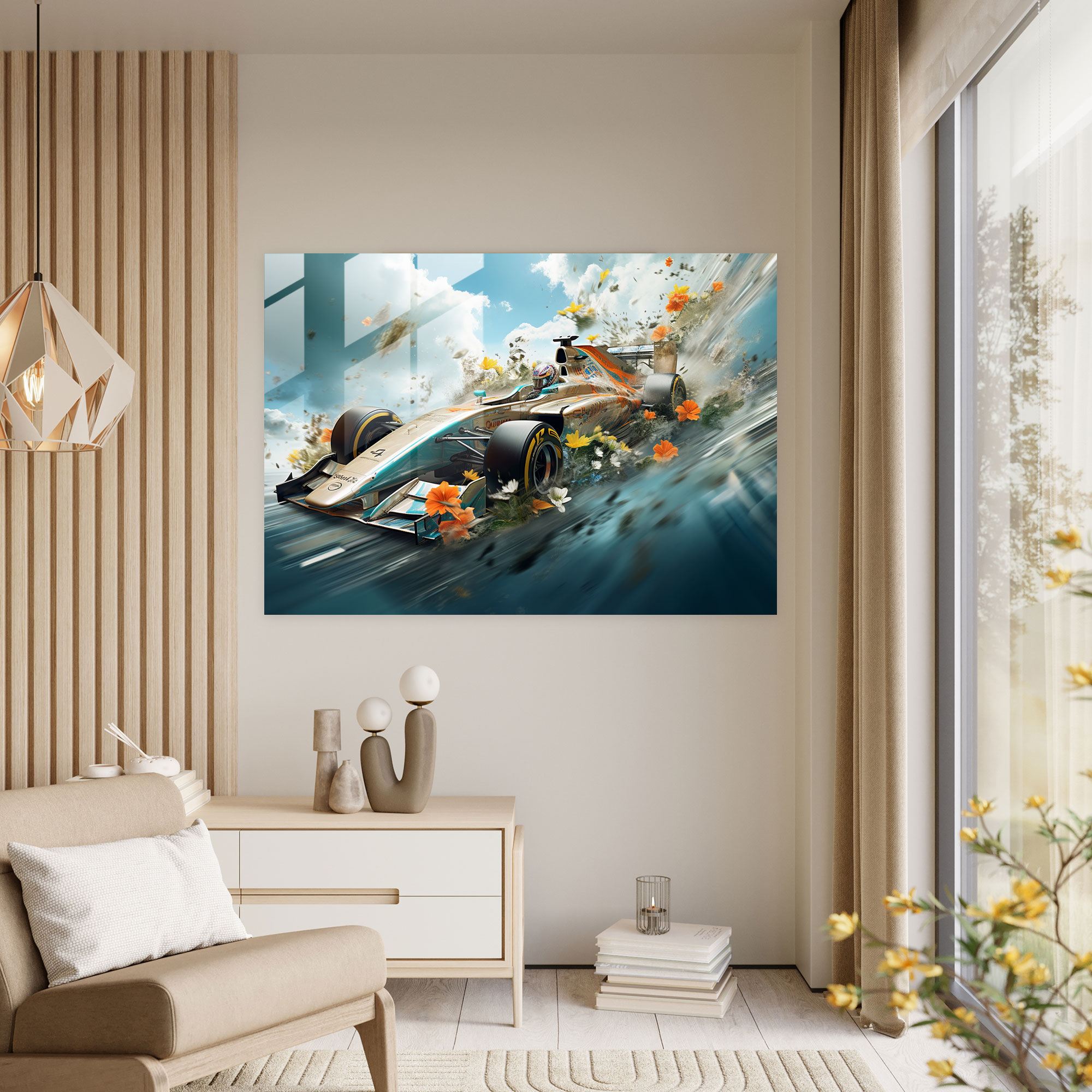Formula 1 Nature And Technology Glass Print - Formula 1, Glass Wall Art, Wall Decoration, Formula 1