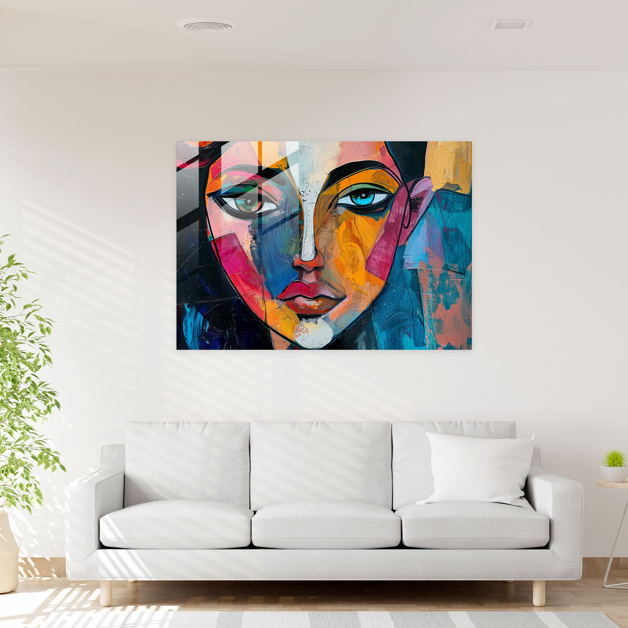 Fovism Glass Print - Colorful Portrait - Fovism, Home Decoration, Fovism Art Style, Modern Art