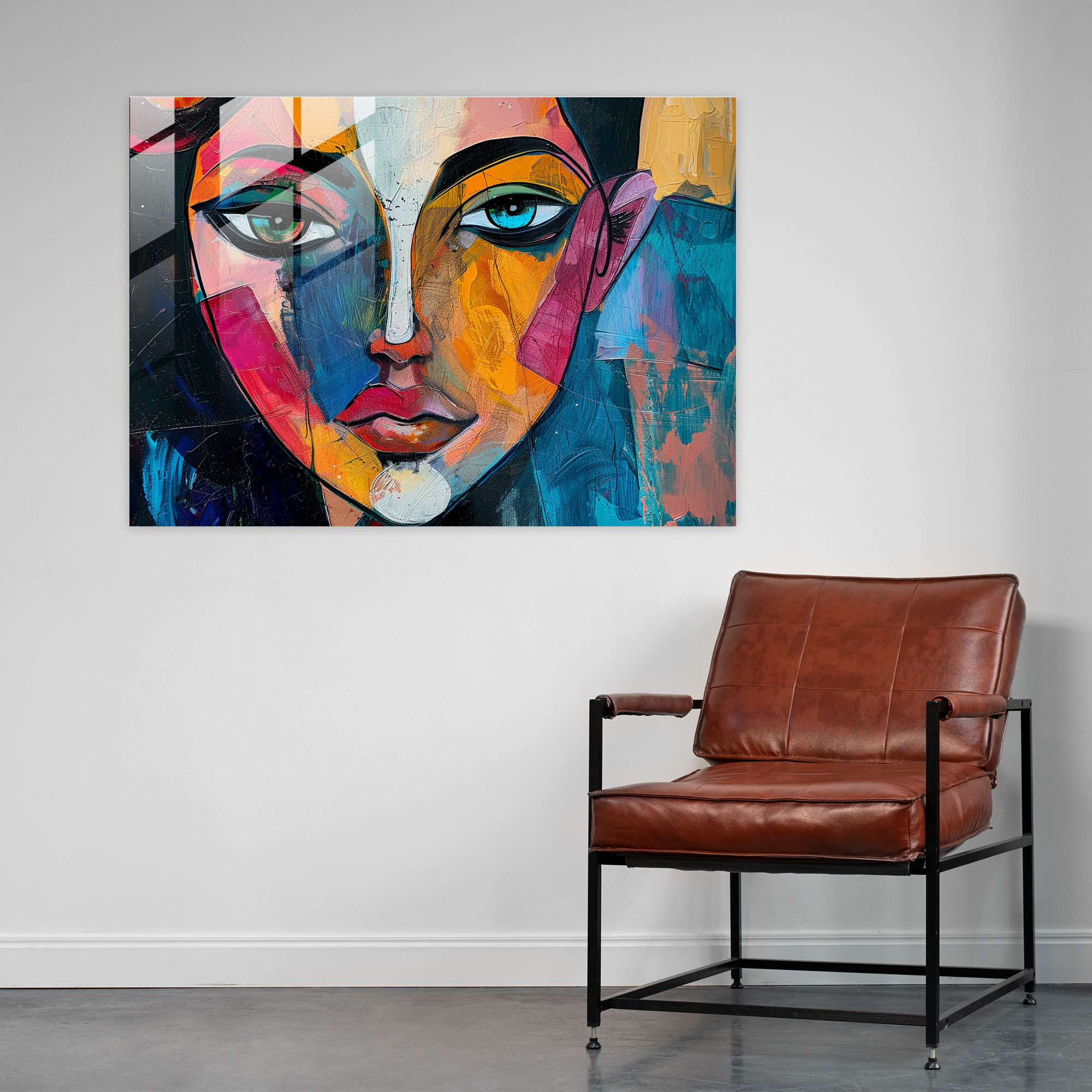 Fovism Glass Print - Colorful Portrait - Fovism, Home Decoration, Fovism Art Style, Modern Art