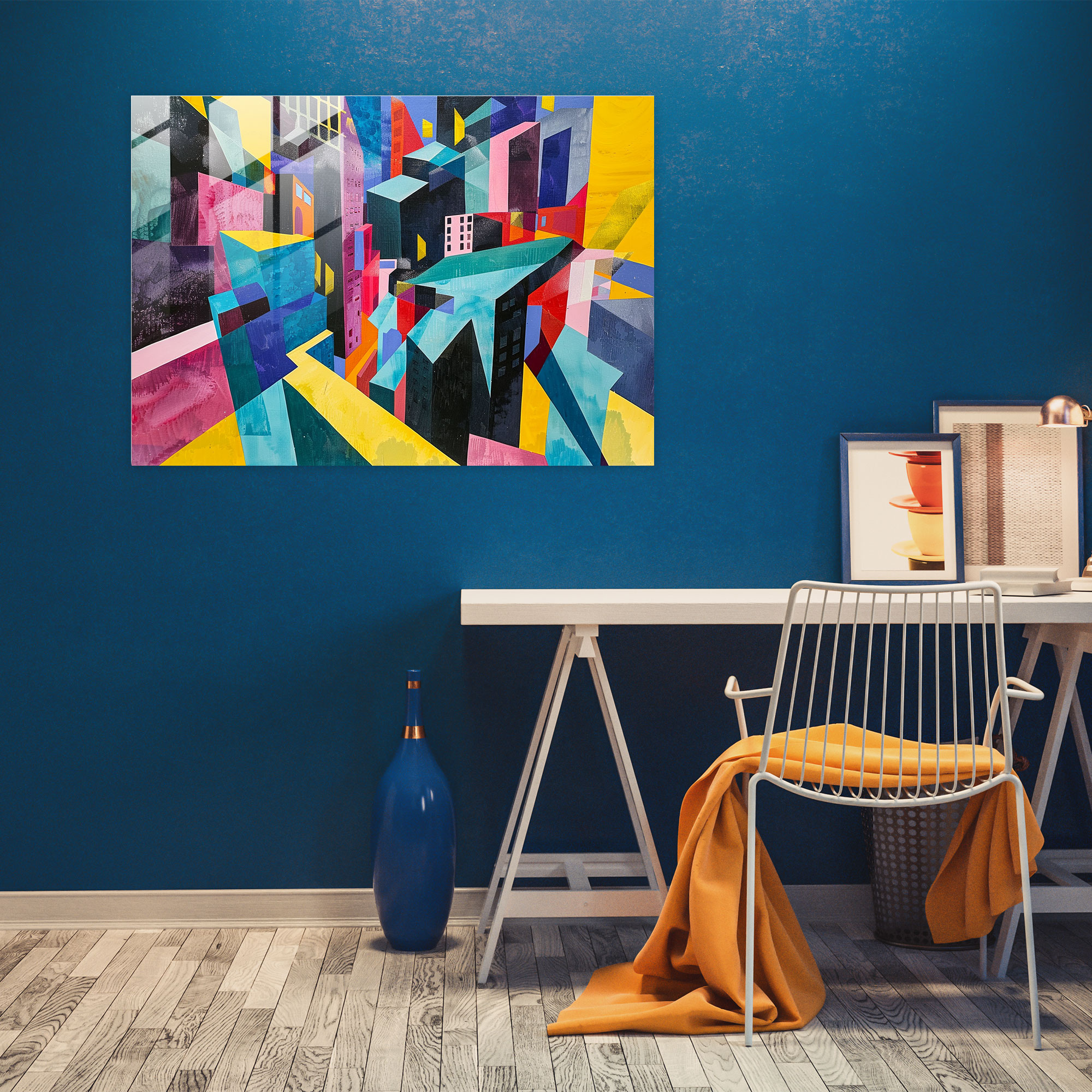 Fovism Glass Print - Urban Energy - Fovism, Fovism Art Style, Modern Art, Glass Art
