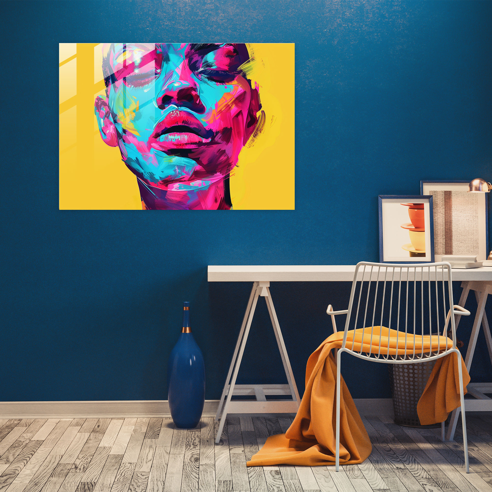 Fovism Glass Print - Vivid Portrait - Fovism, Home Decoration, Glass Print, Glass Art
