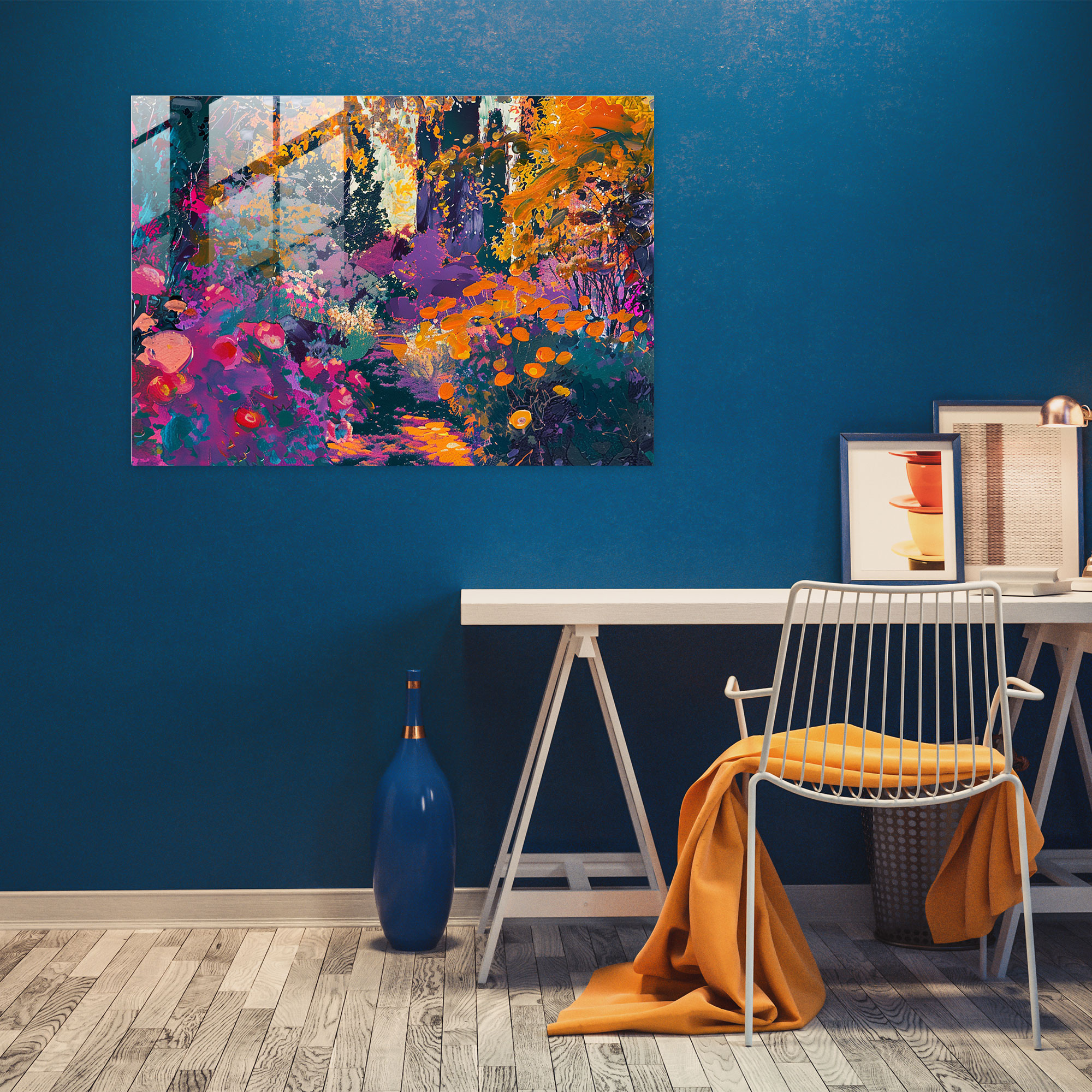 Blooming Garden Fovism Glass Art - Fovism, Wall Decoration, Fovism Art Style, Home Decoration