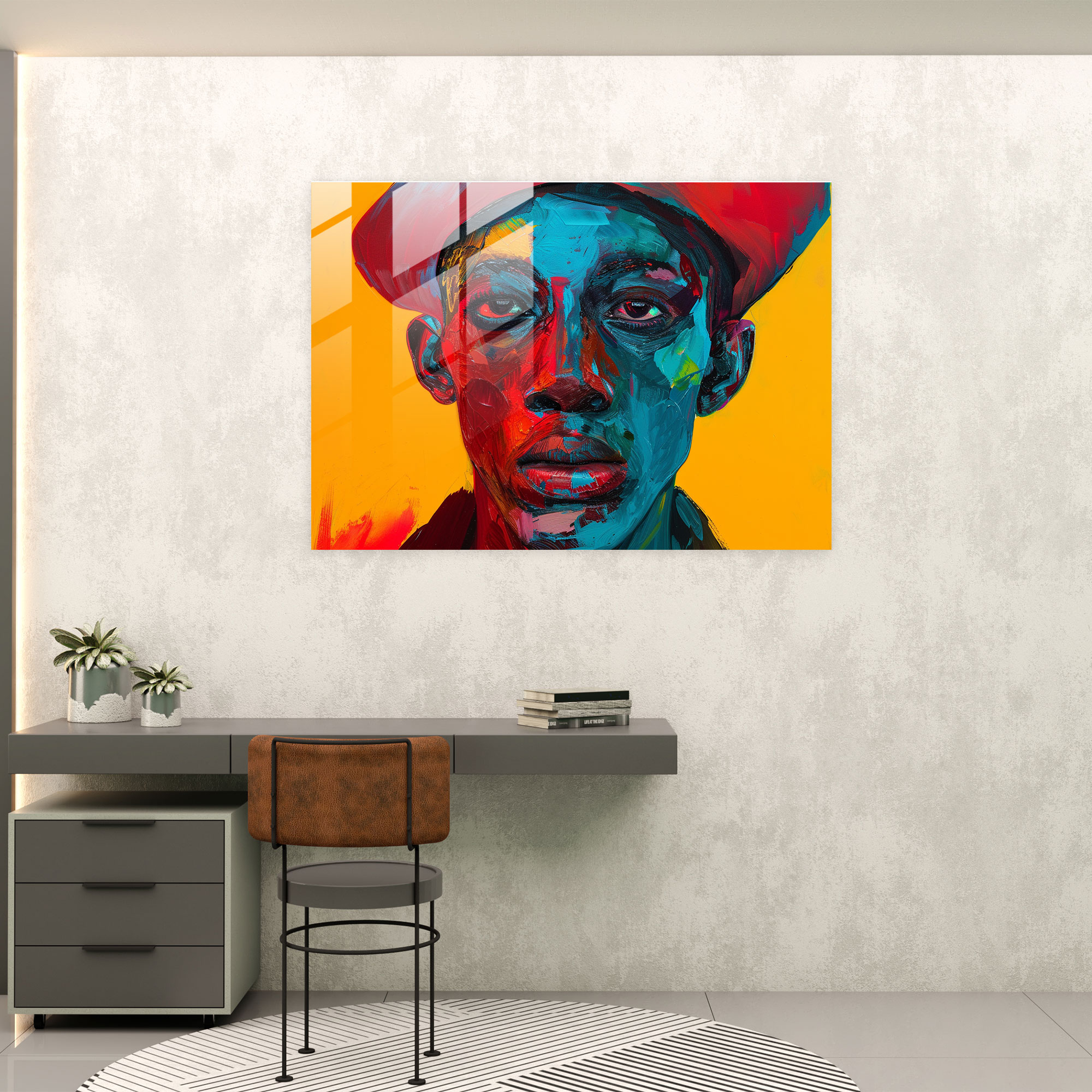 Exaggerated Portraits Fovism Glass Print - Fovism, Fovism Art Style, Home Decoration, Glass Print