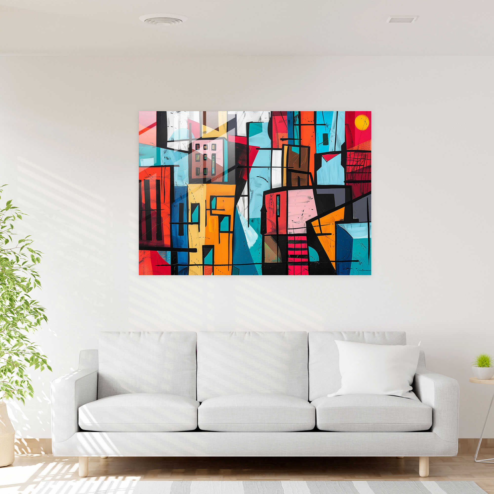 Cityscape Fovism Glass Wall Art - Fovism, Home Decoration, Glass Wall Art, Modern Art