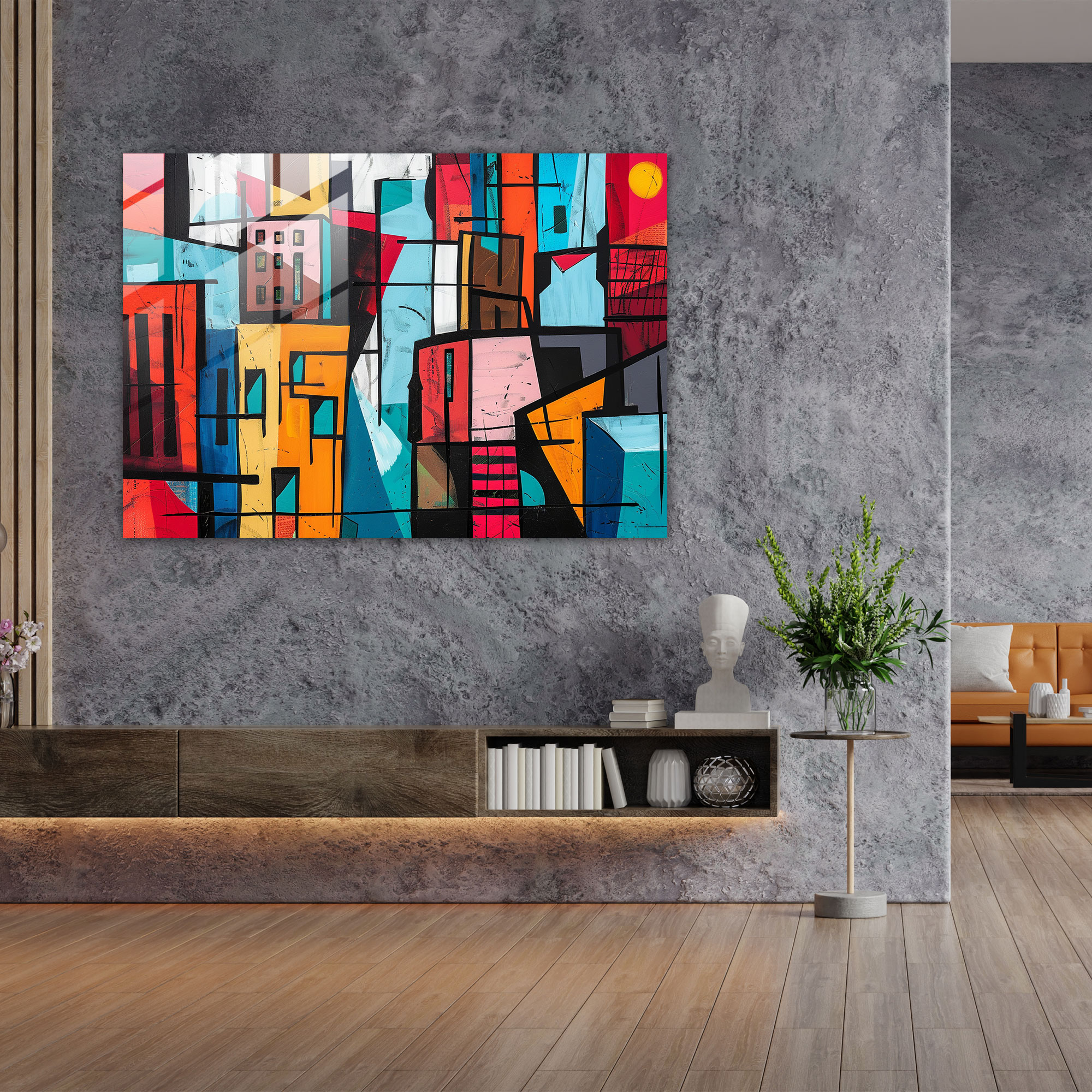 Cityscape Fovism Glass Wall Art - Fovism, Home Decoration, Glass Wall Art, Modern Art