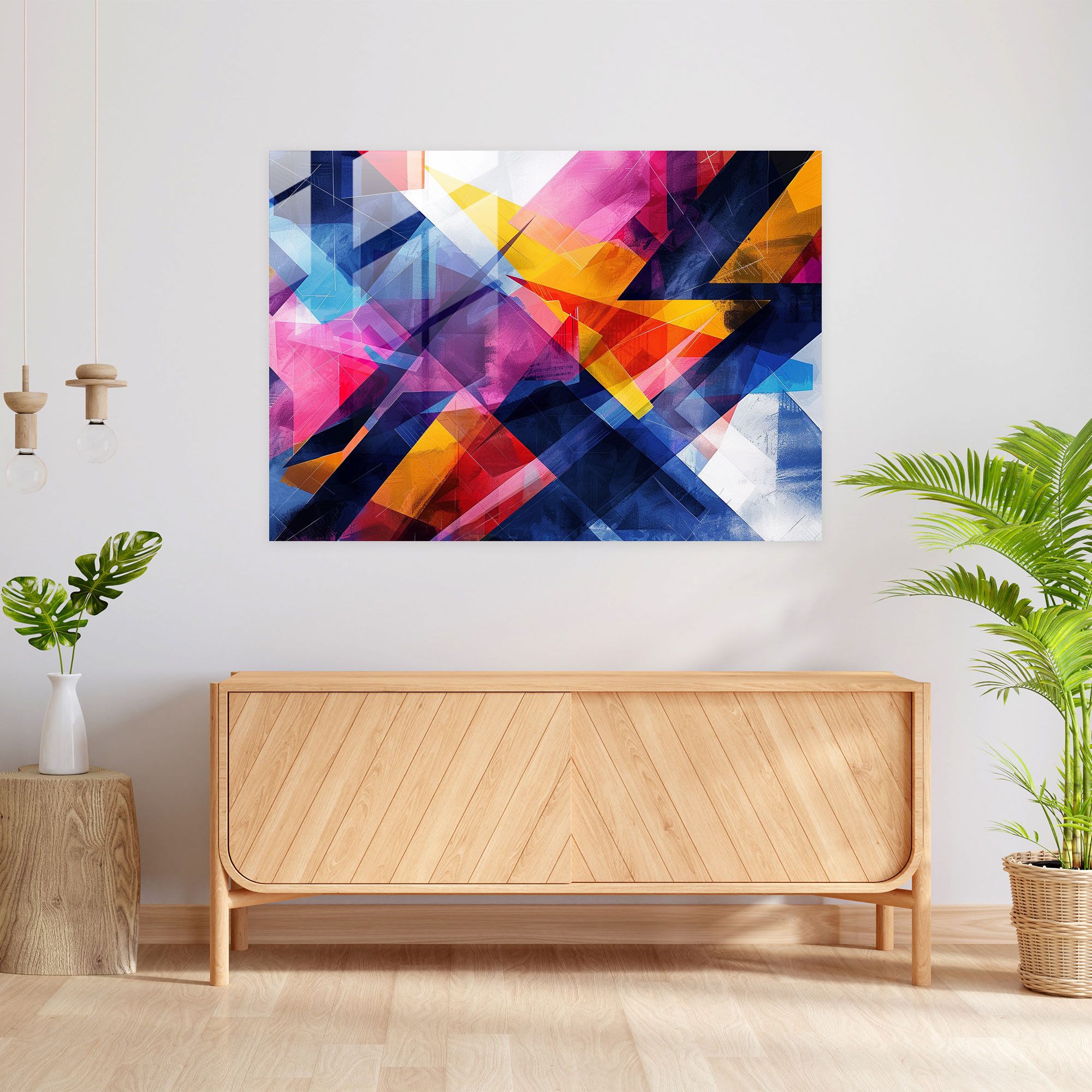 Geometric Patterns Fovism Glass Wall Art - Fovism, Modern Art, Glass Wall Art, Home Decoration