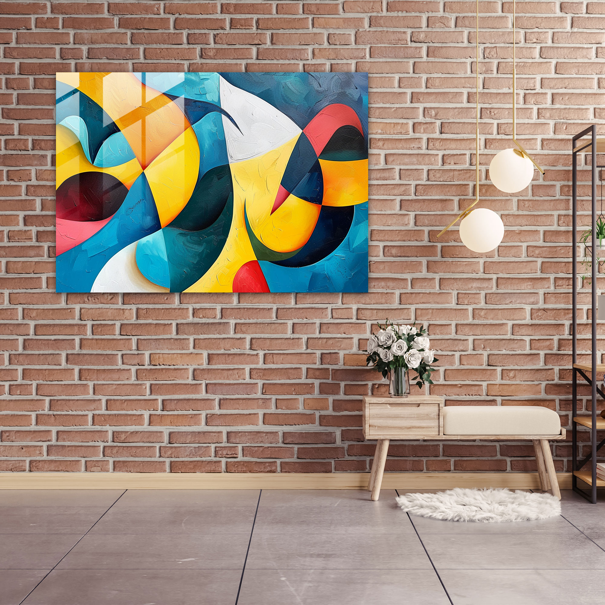Fovism Glass Print: Abstract Colorful Shapes - Fovism, Glass Print, Glass Wall Art, Home Decoration