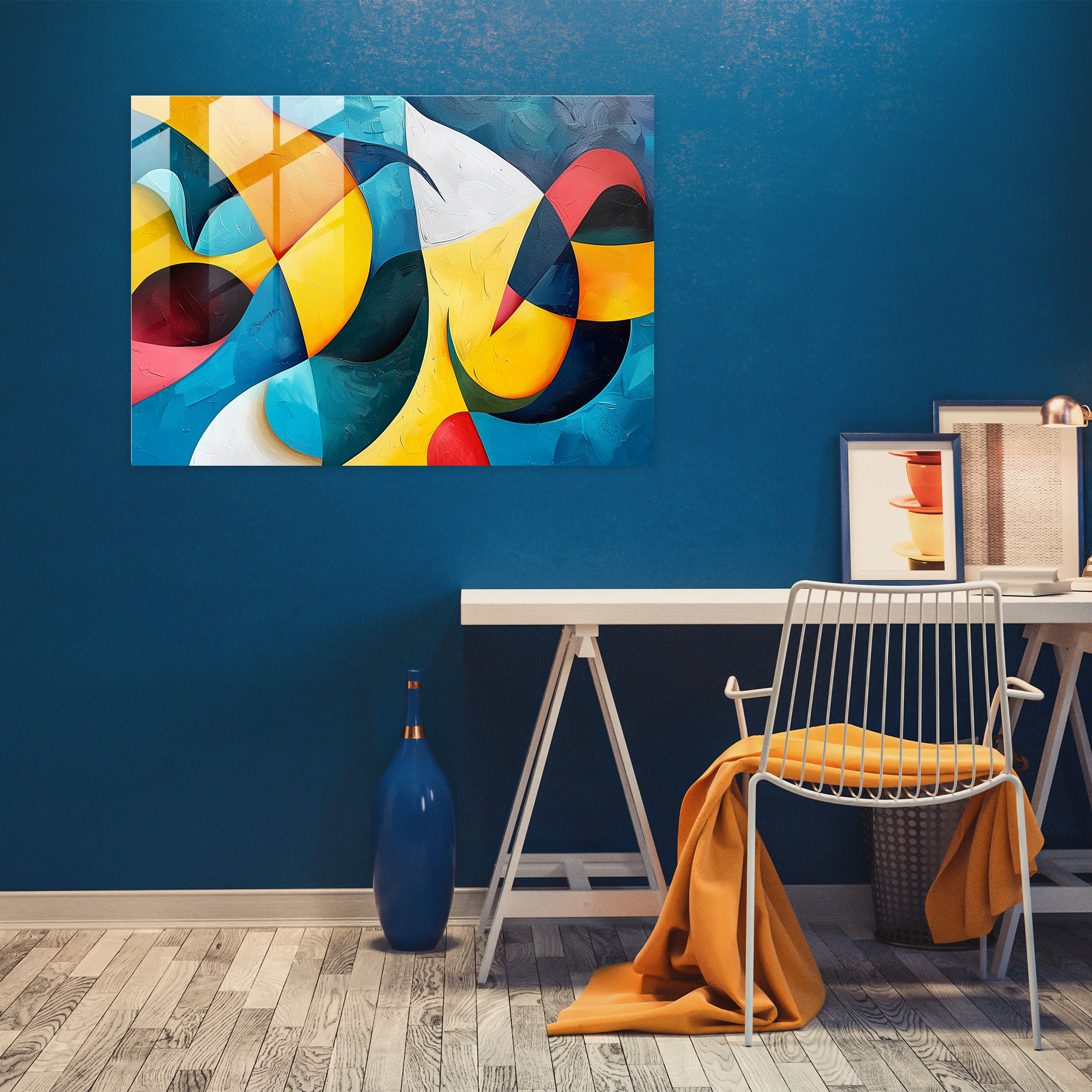 Fovism Glass Print: Abstract Colorful Shapes - Fovism, Glass Print, Glass Wall Art, Home Decoration