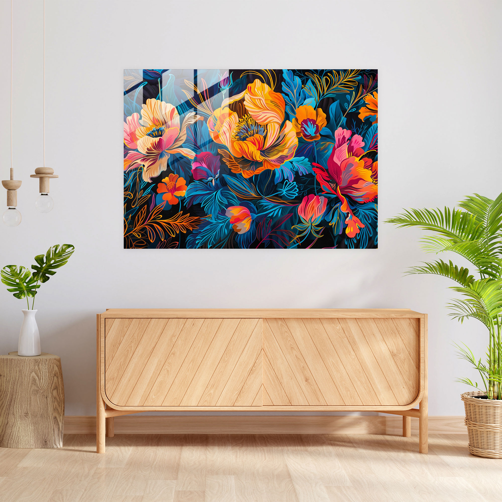 Fovism Glass Print: Modern Floral Patterns - Fovism, Fovism Art Style, Glass Print, Glass Wall Art