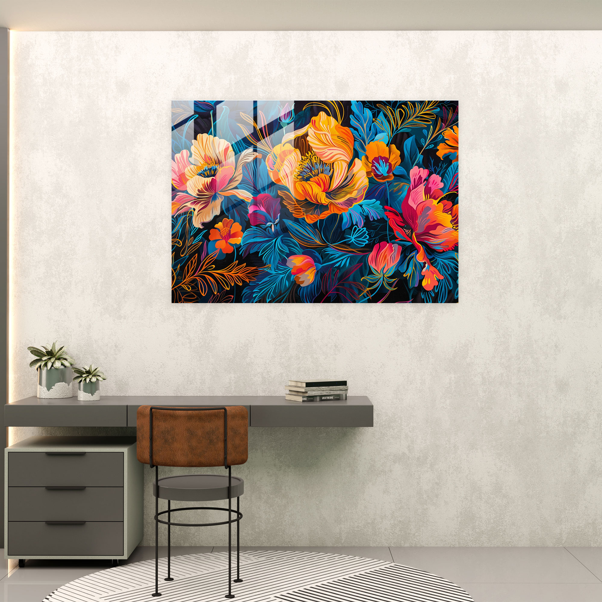 Fovism Glass Print: Modern Floral Patterns - Fovism, Fovism Art Style, Glass Print, Glass Wall Art