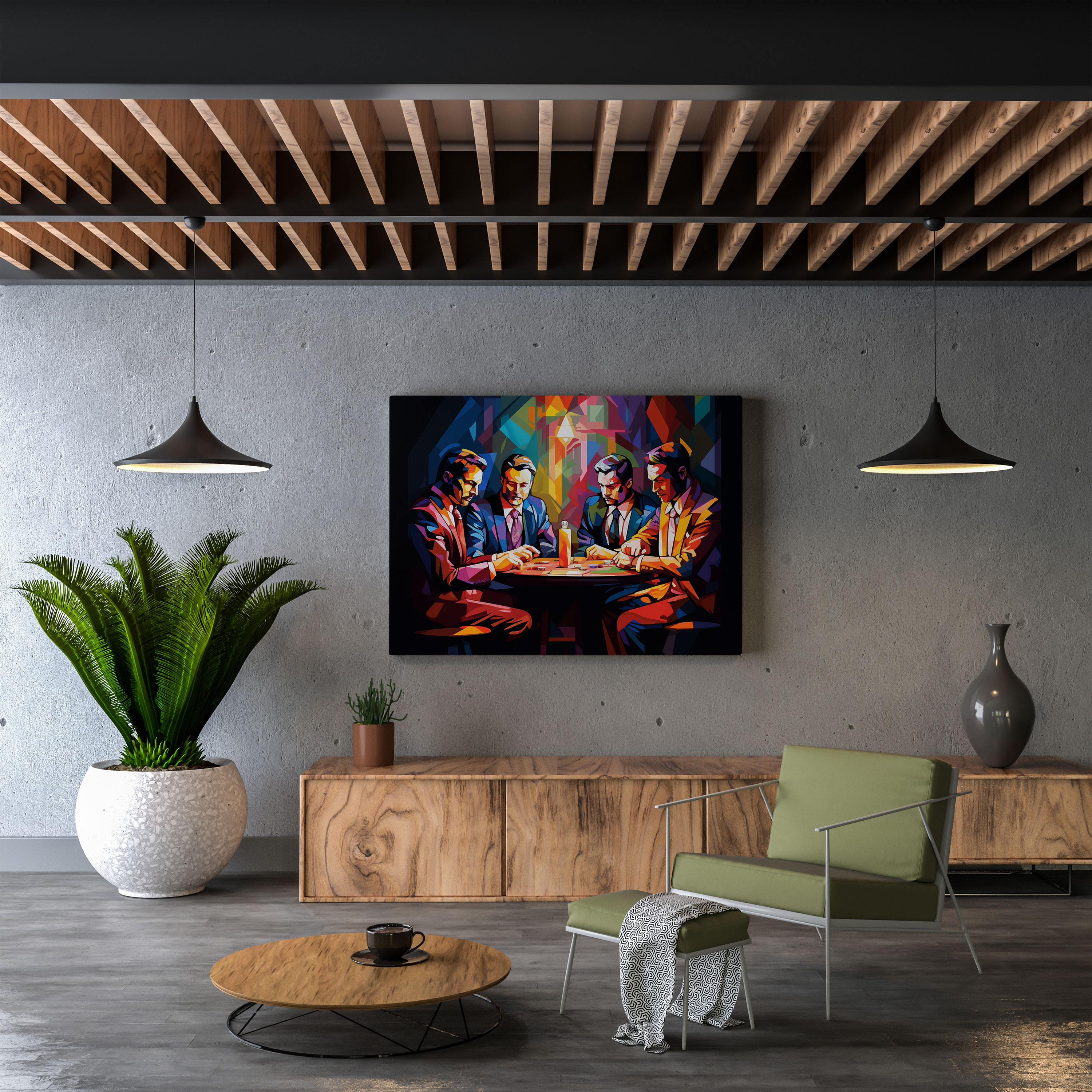 Goodfellas Pop Art Canvas Print - Goodfellas, Canvas Wall Art, Dimly Lit Room, Mobsters