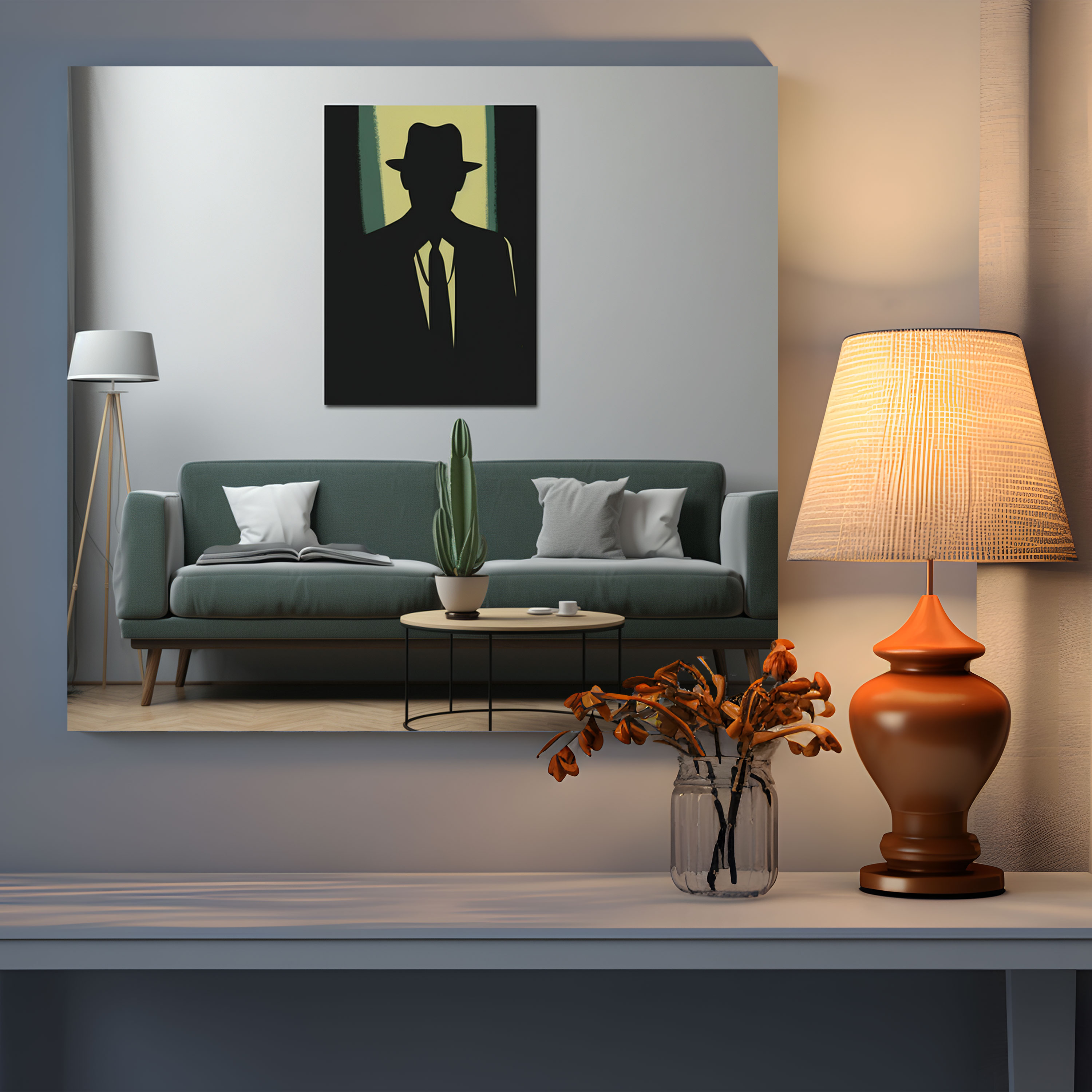 Goodfellas Contemporary Canvas Print - Goodfellas, Silhouette, Mob Boss, Bold Backdrop