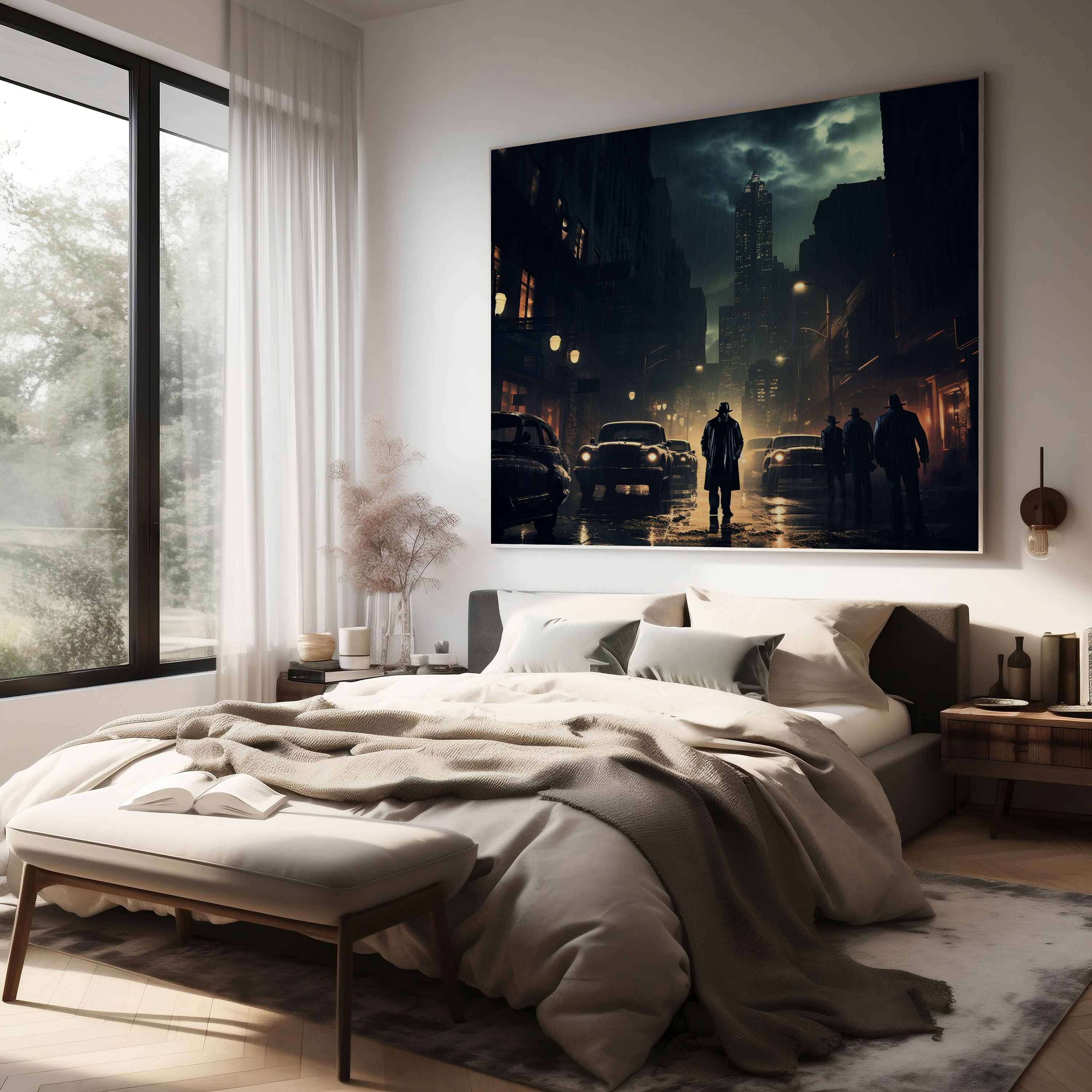 Goodfellas Wall Decoration - Film Noir Cityscape At Night - Goodfellas, Mob Activity, Film Noir-Inspired, Intrigue