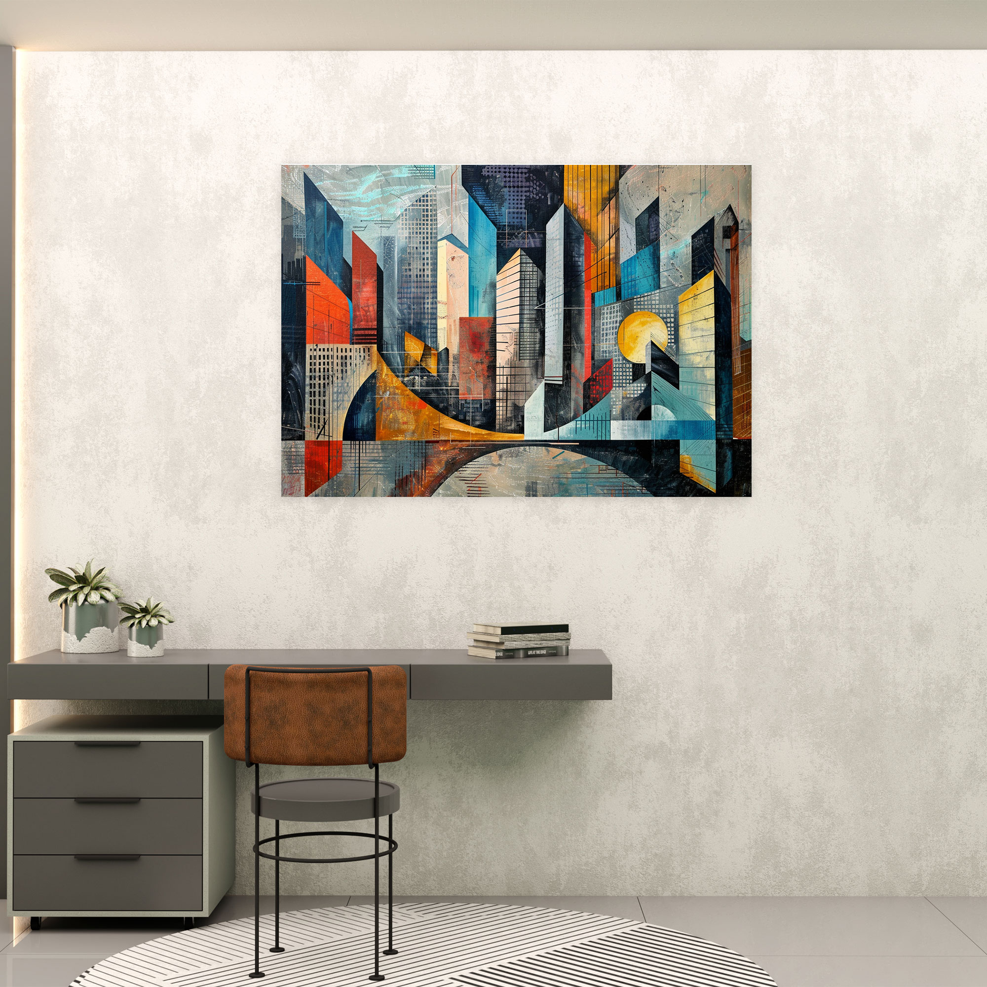 Cityscape Intersection Fovism Canvas Print - Fovism, Canvas, Home Decoration, Wall Decoration