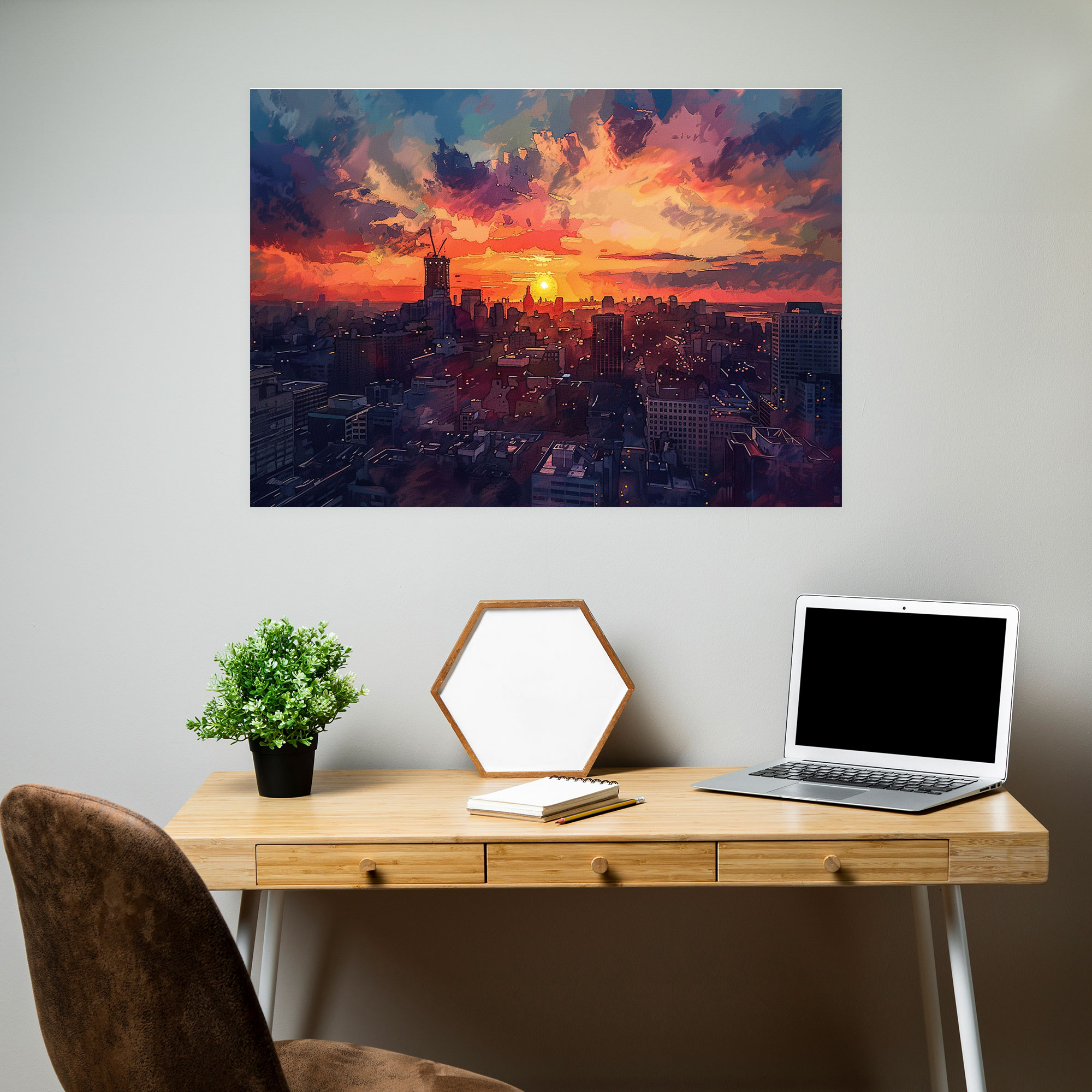 Fovism Urban Cityscape Sunset Wall Art - Fovism, Wall Art, Fovism, Home Decoration