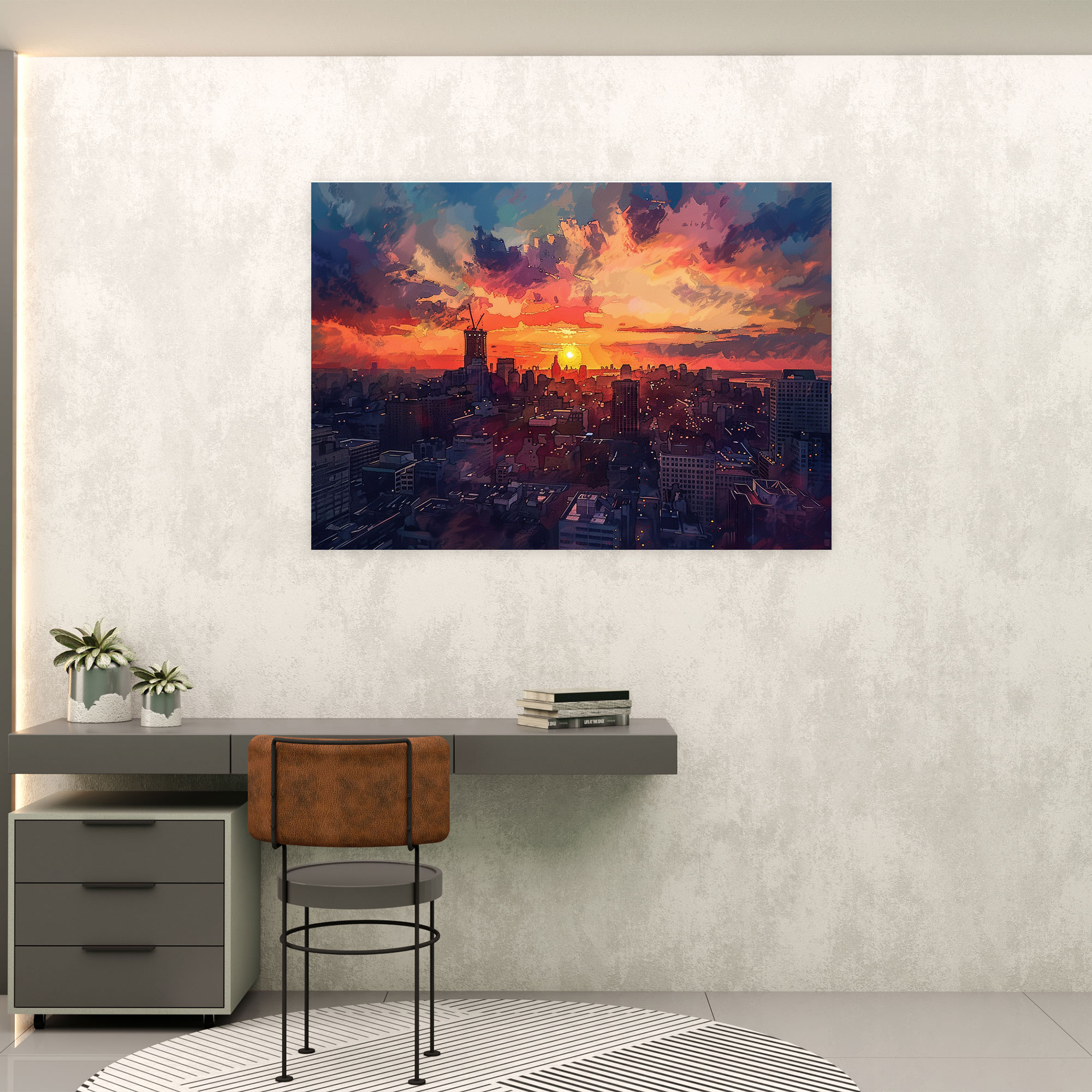 Fovism Urban Cityscape Sunset Wall Art - Fovism, Wall Art, Fovism, Home Decoration