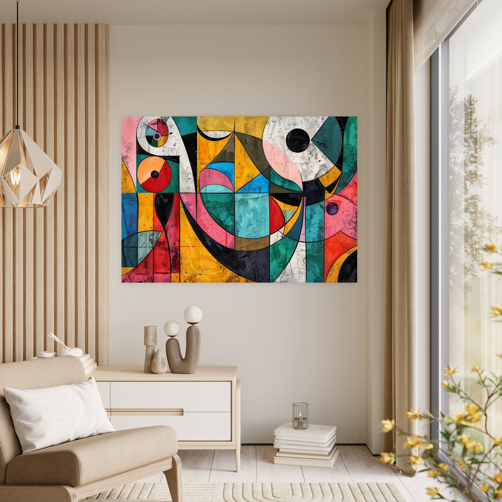 Fovism Playful Abstract Shapes Wall Art - Fovism, Home Decoration, Canvas, Canvas Wall Art
