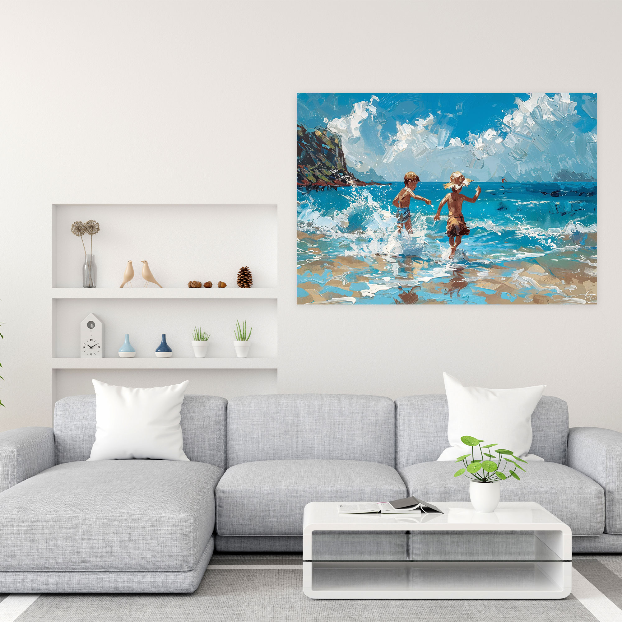 Fovism Art Style Beach Scene Canvas Print - Fovism, Canvas, Wall Decoration, Canvas Print
