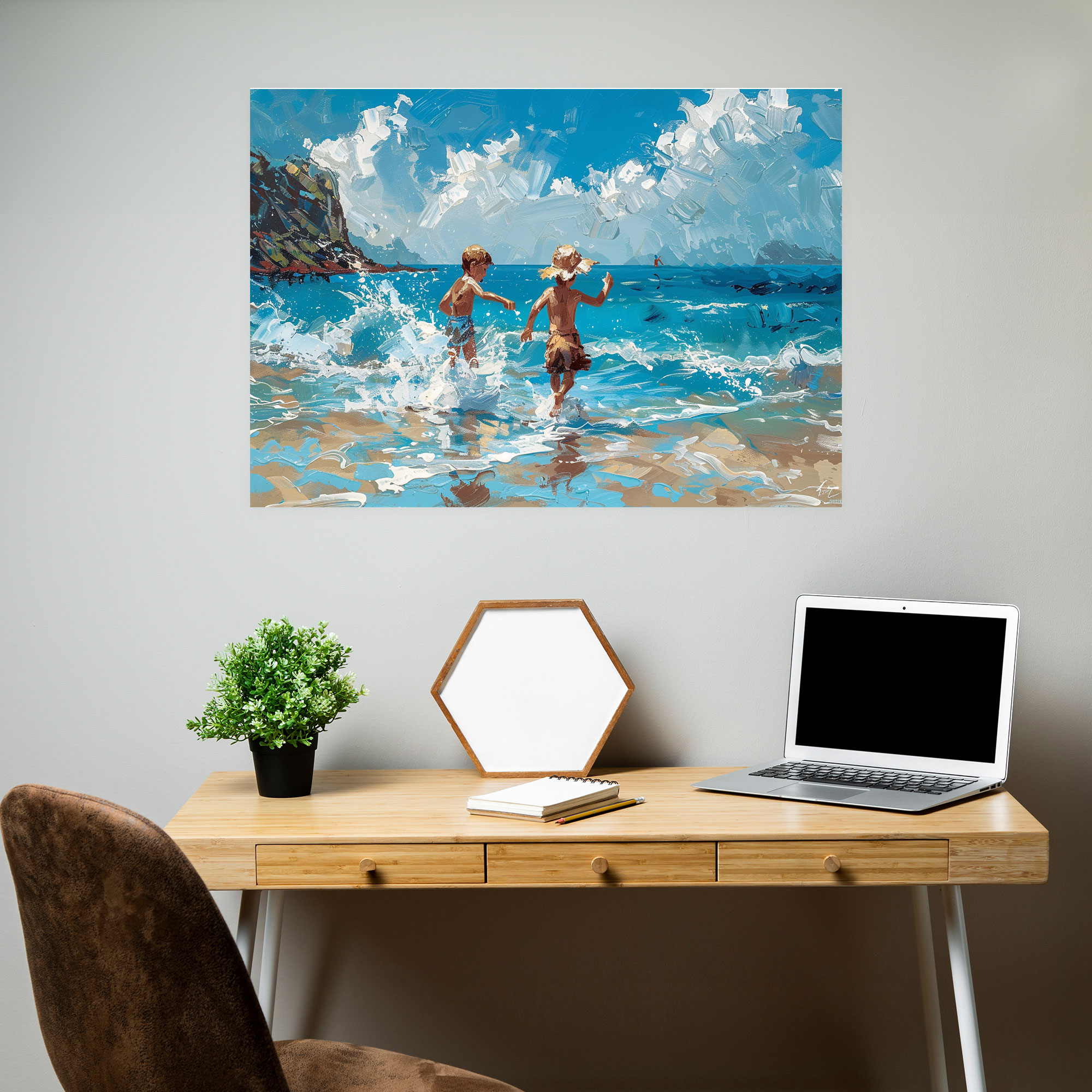 Fovism Art Style Beach Scene Canvas Print - Fovism, Canvas, Wall Decoration, Canvas Print