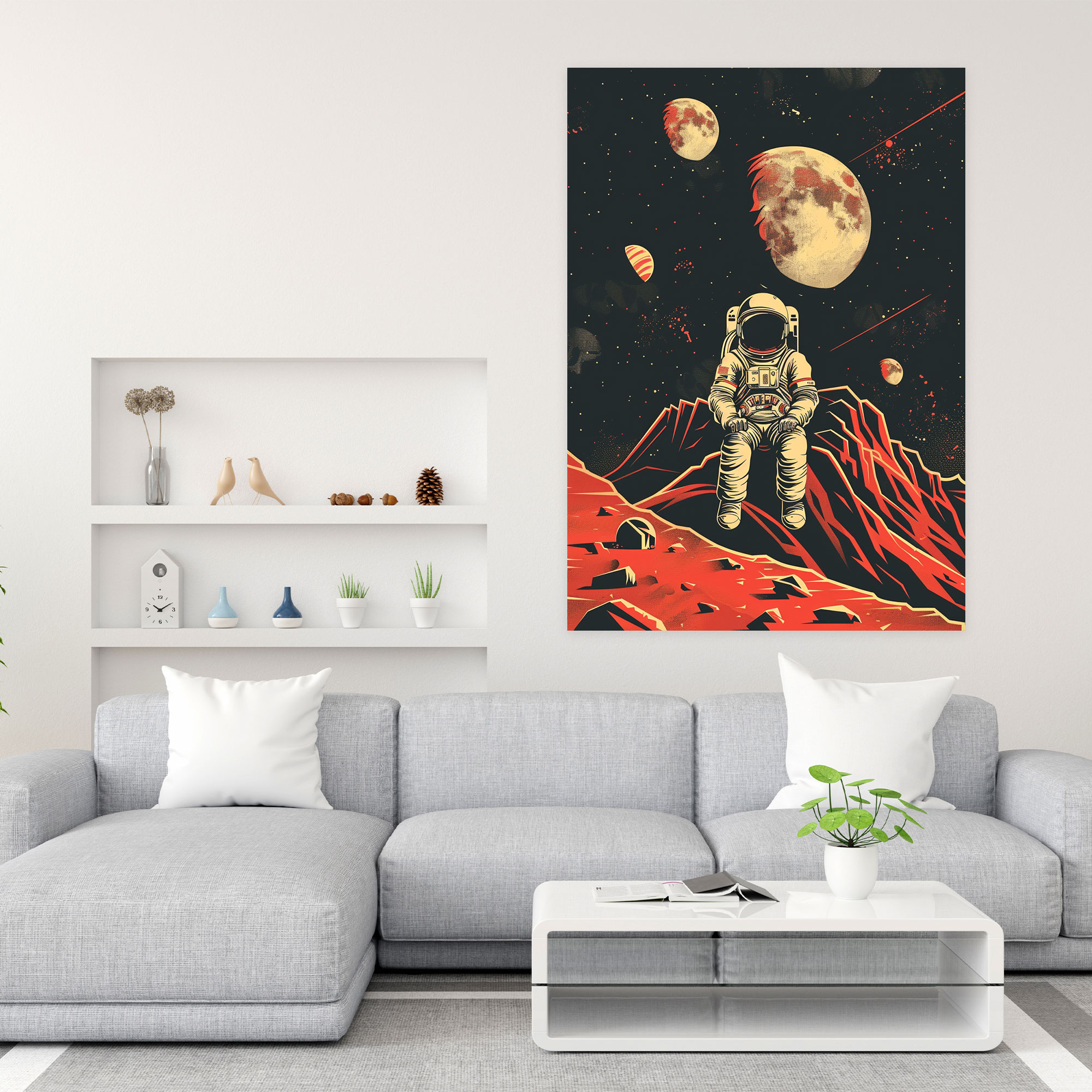 Futurism Wall Decoration Space - Futurism, Space Exploration, Cosmic Vibes, Canvas