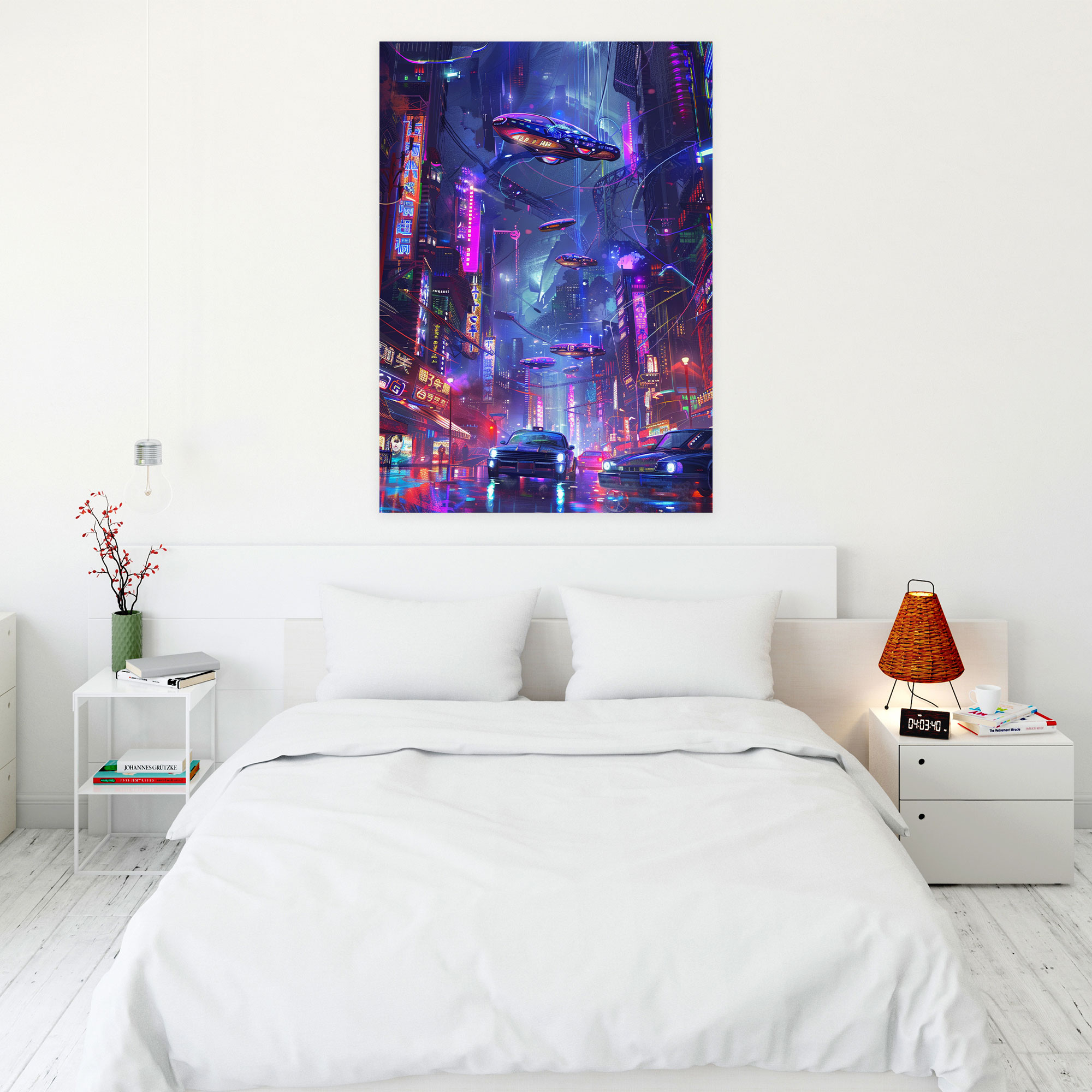 Neon Cityscape Futurism Wall Art - Futurism, Canvas Wall Art, Home Decoration, Futurism Art Style