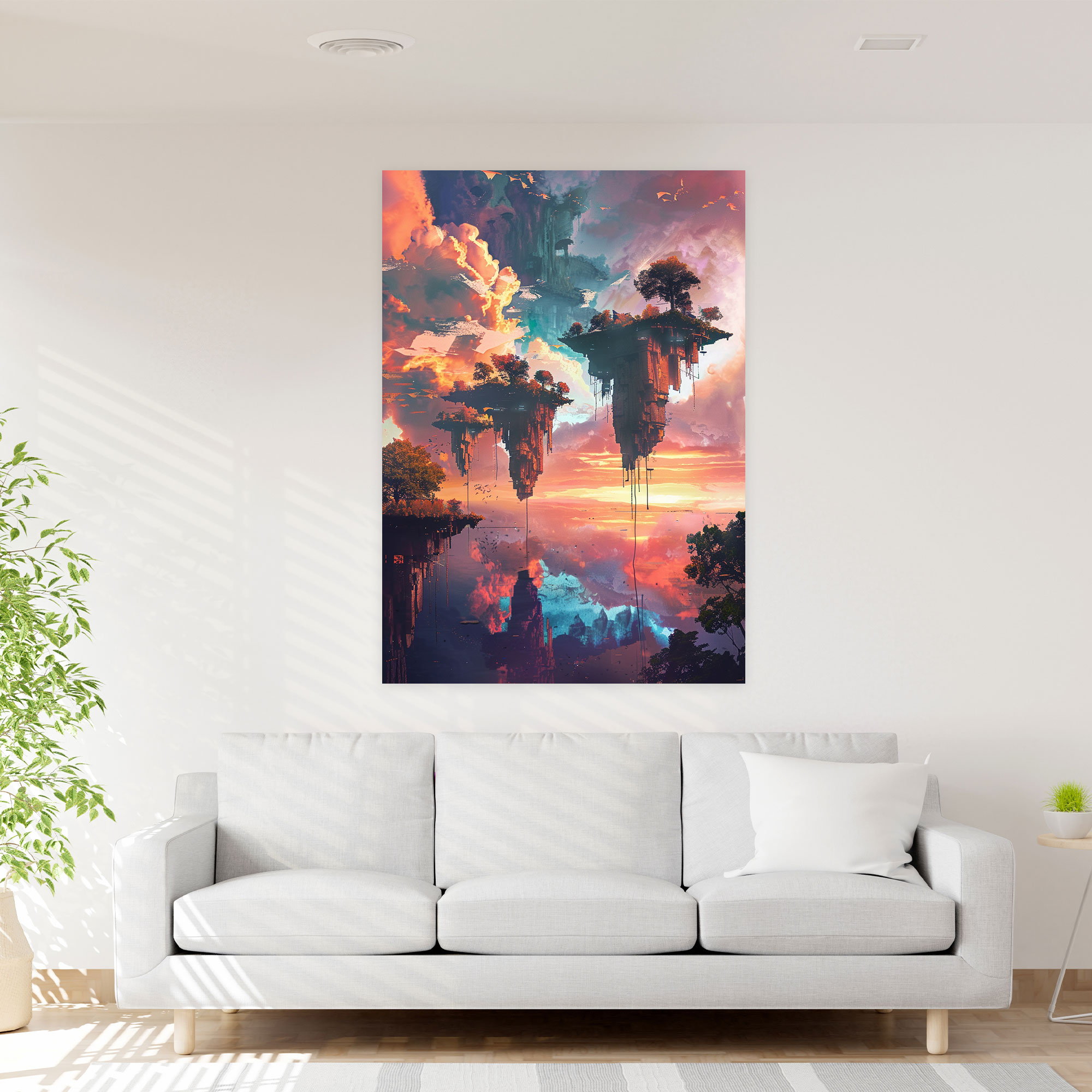 Floating Islands Surreal Futurism Wall Art - Futurism, Canvas, Wall Art, Home Decoration