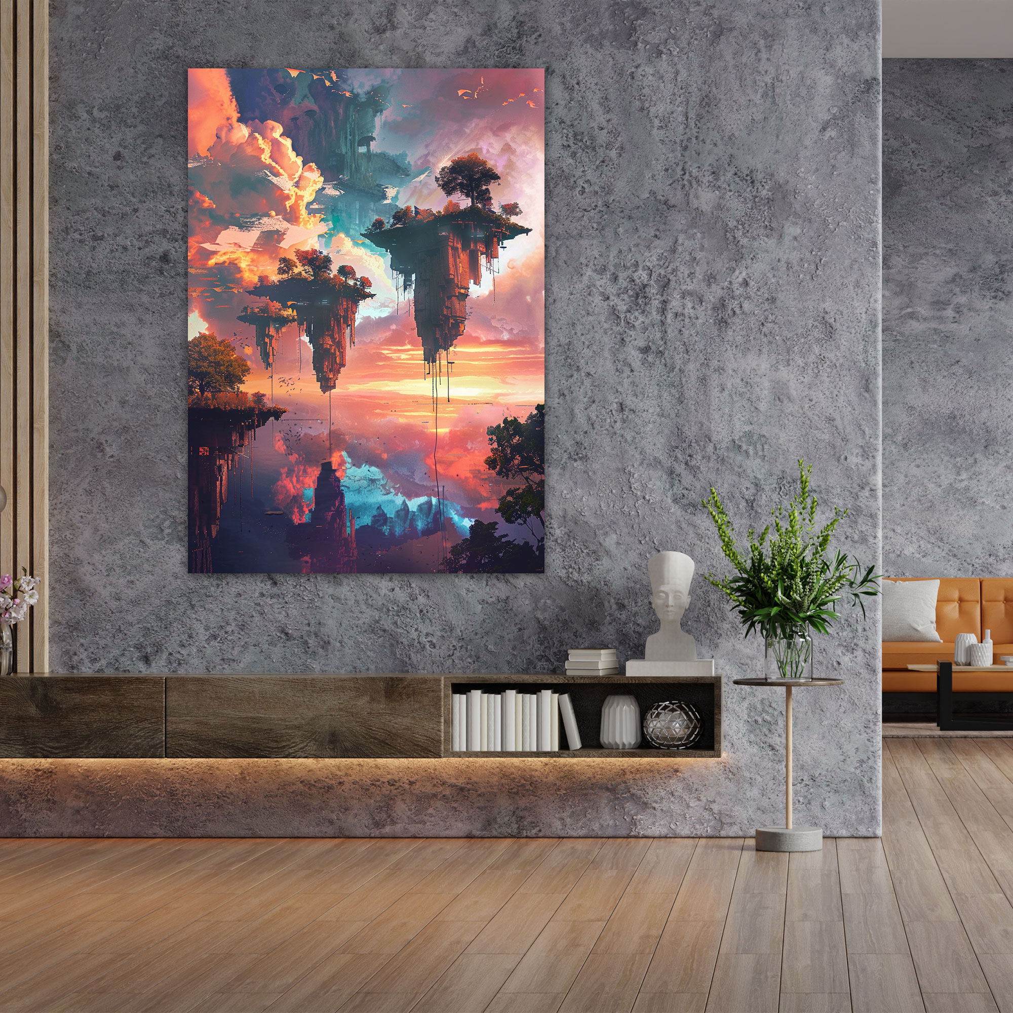 Floating Islands Surreal Futurism Wall Art - Futurism, Canvas, Wall Art, Home Decoration