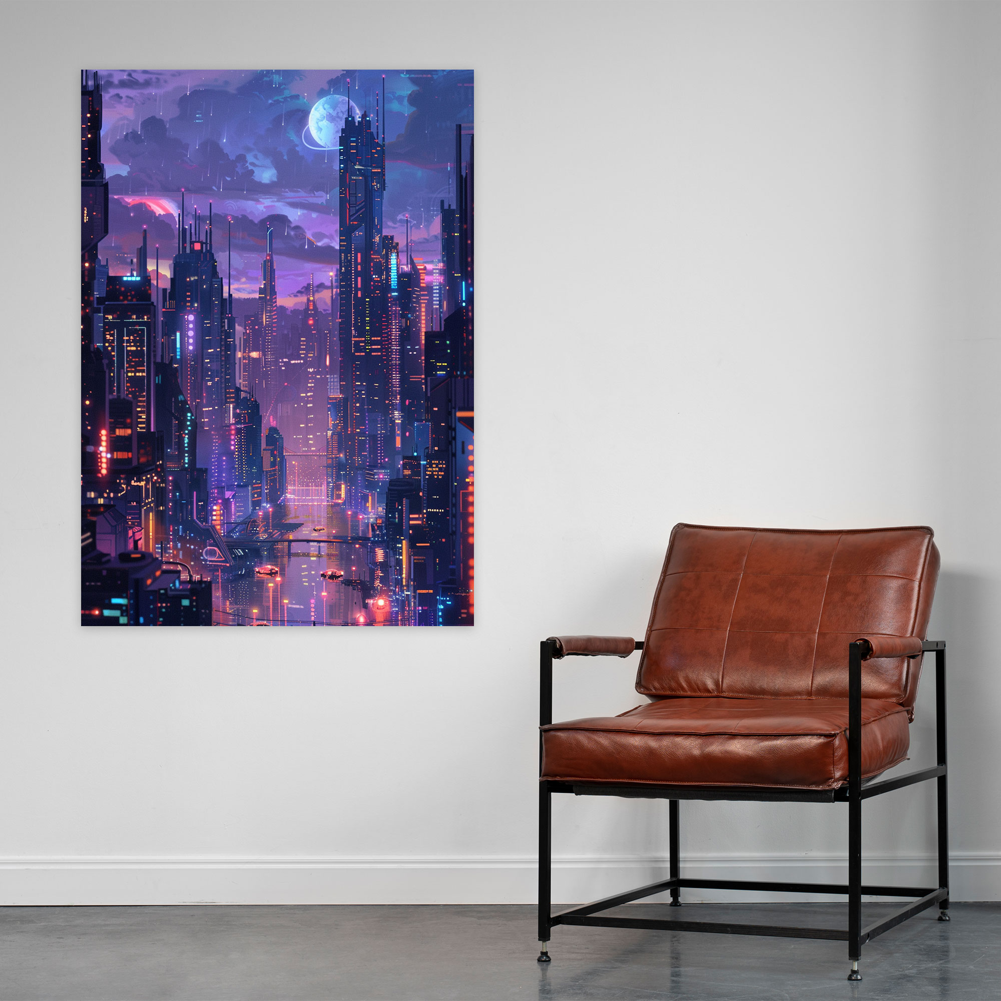 Cyberpunk Skyscrapers Futurism Canvas Print - Futurism, Wall Decoration, Canvas Print, Home Decoration