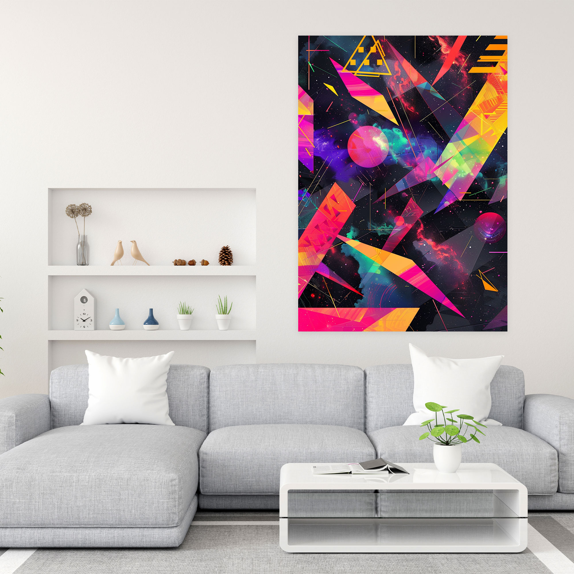 Neon Galaxy Abstract Futurism Wall Decoration - Futurism, Home Decoration, Canvas Print, Canvas Wall Art