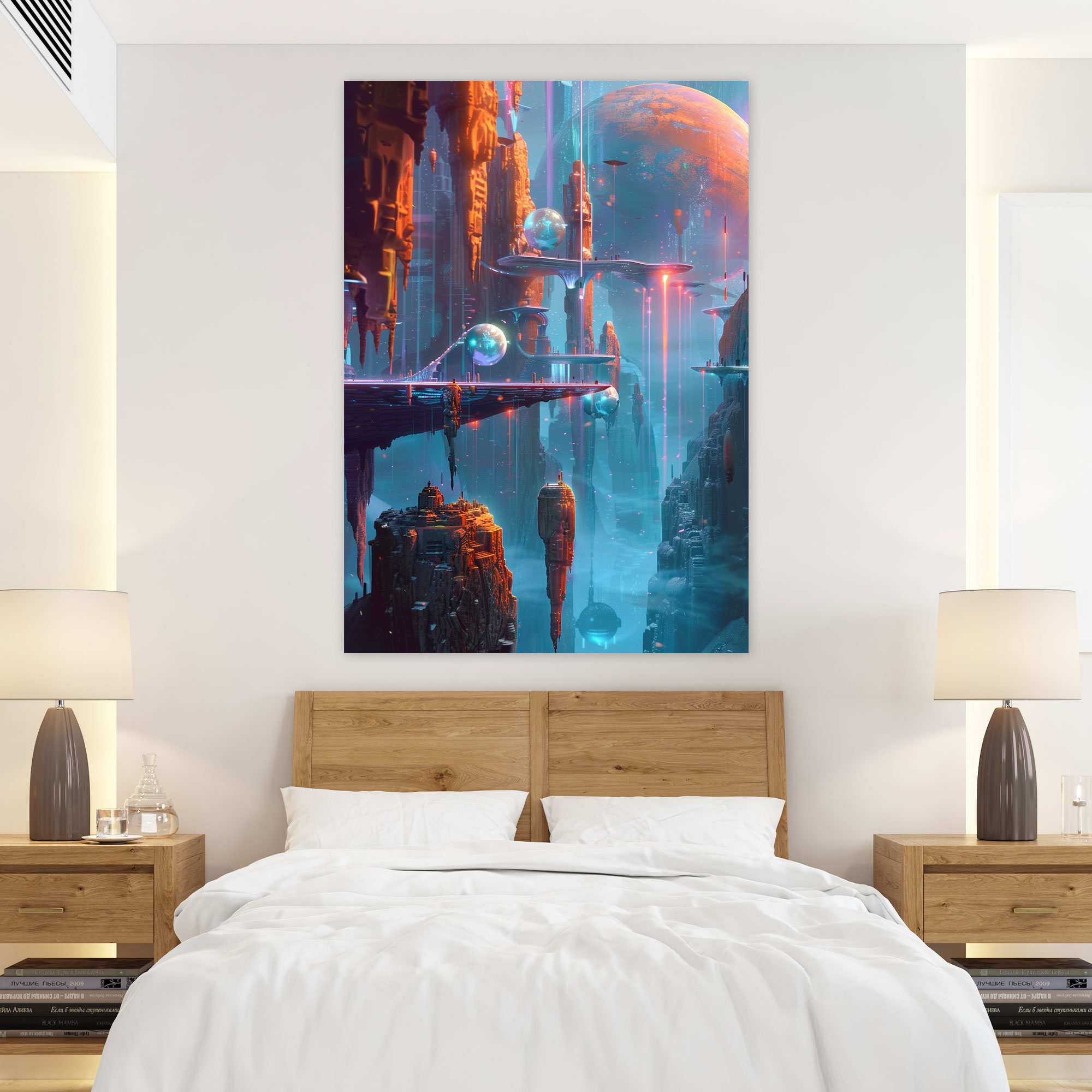 Glowing Orbs Futurism Canvas Print - Futurism, Canvas Print, Wall Art, Canvas Wall Art