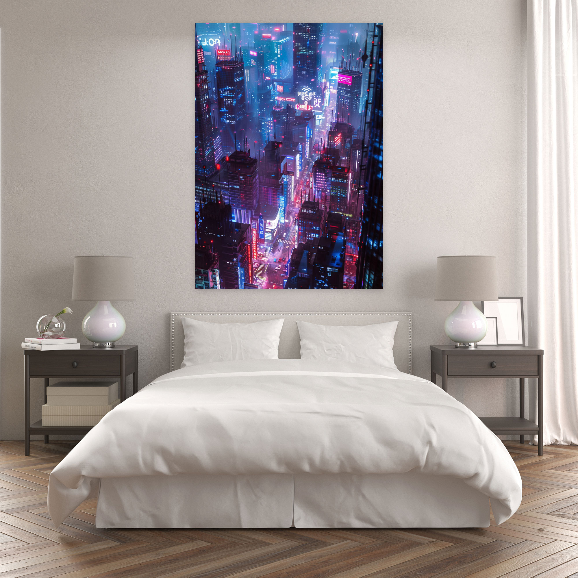 Neon City Futurism Canvas Print - Futurism, Wall Decoration, Canvas Print, Home Decoration