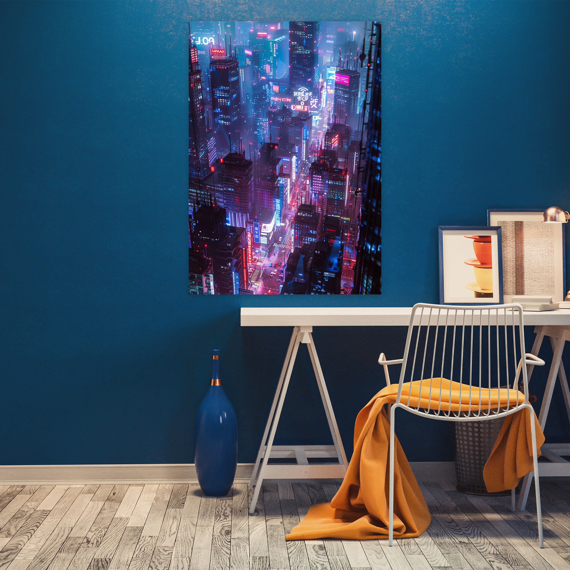 Neon City Futurism Canvas Print - Futurism, Wall Decoration, Canvas Print, Home Decoration