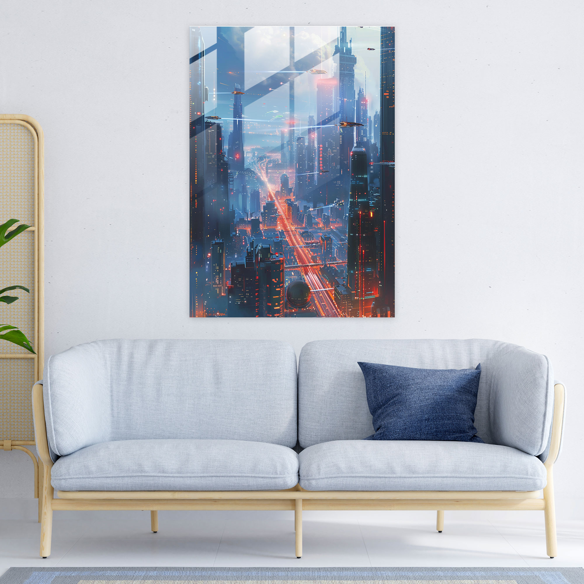 Futurism Art Style Glass Print - Futurism, Cityscape, Home Decoration, Modern Art