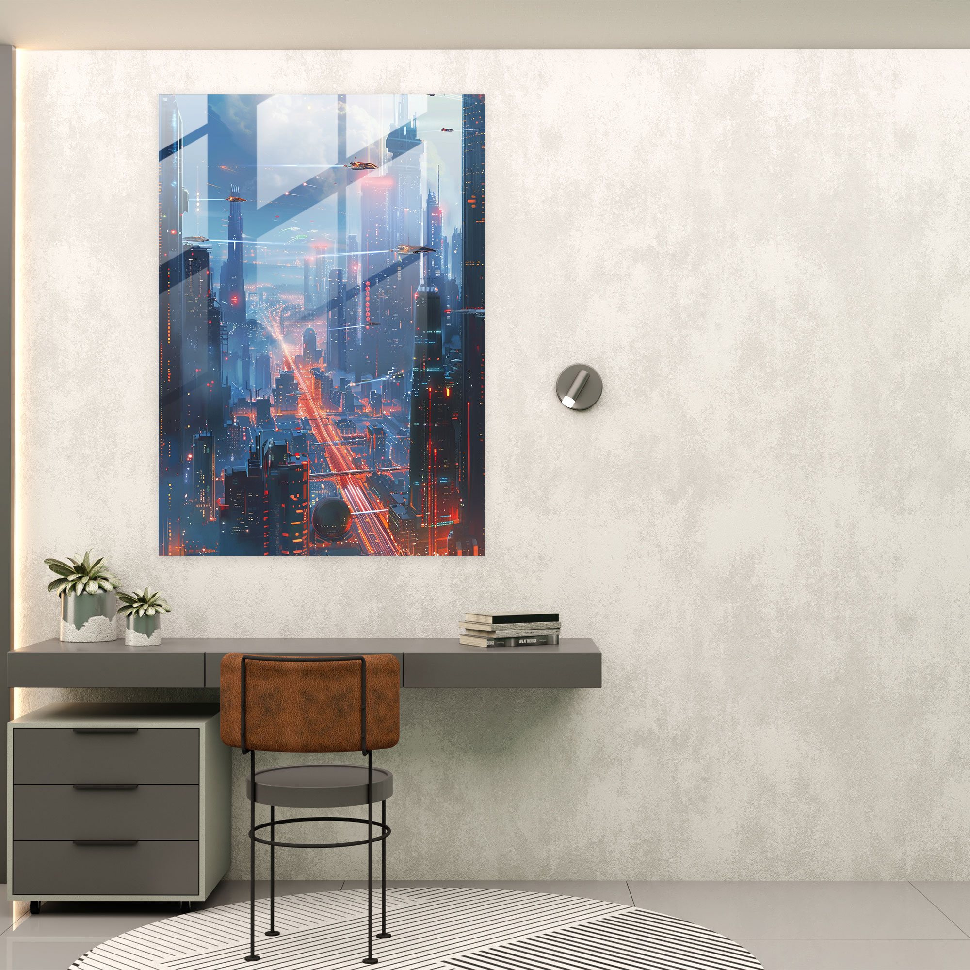 Futurism Art Style Glass Print - Futurism, Cityscape, Home Decoration, Modern Art