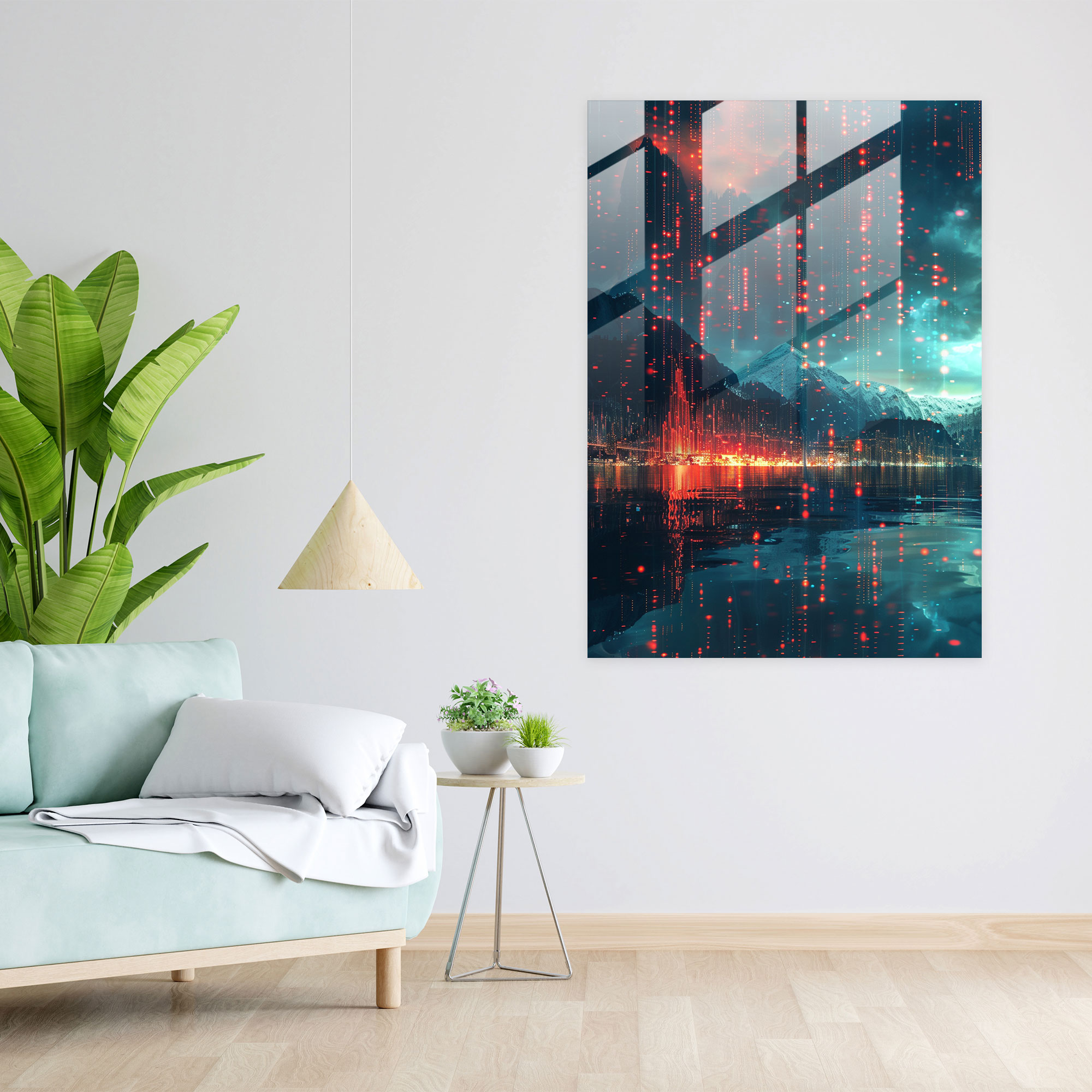 Futurism Art Style Modern Art - Futurism, Glass Print, Data Streams, Home Decoration