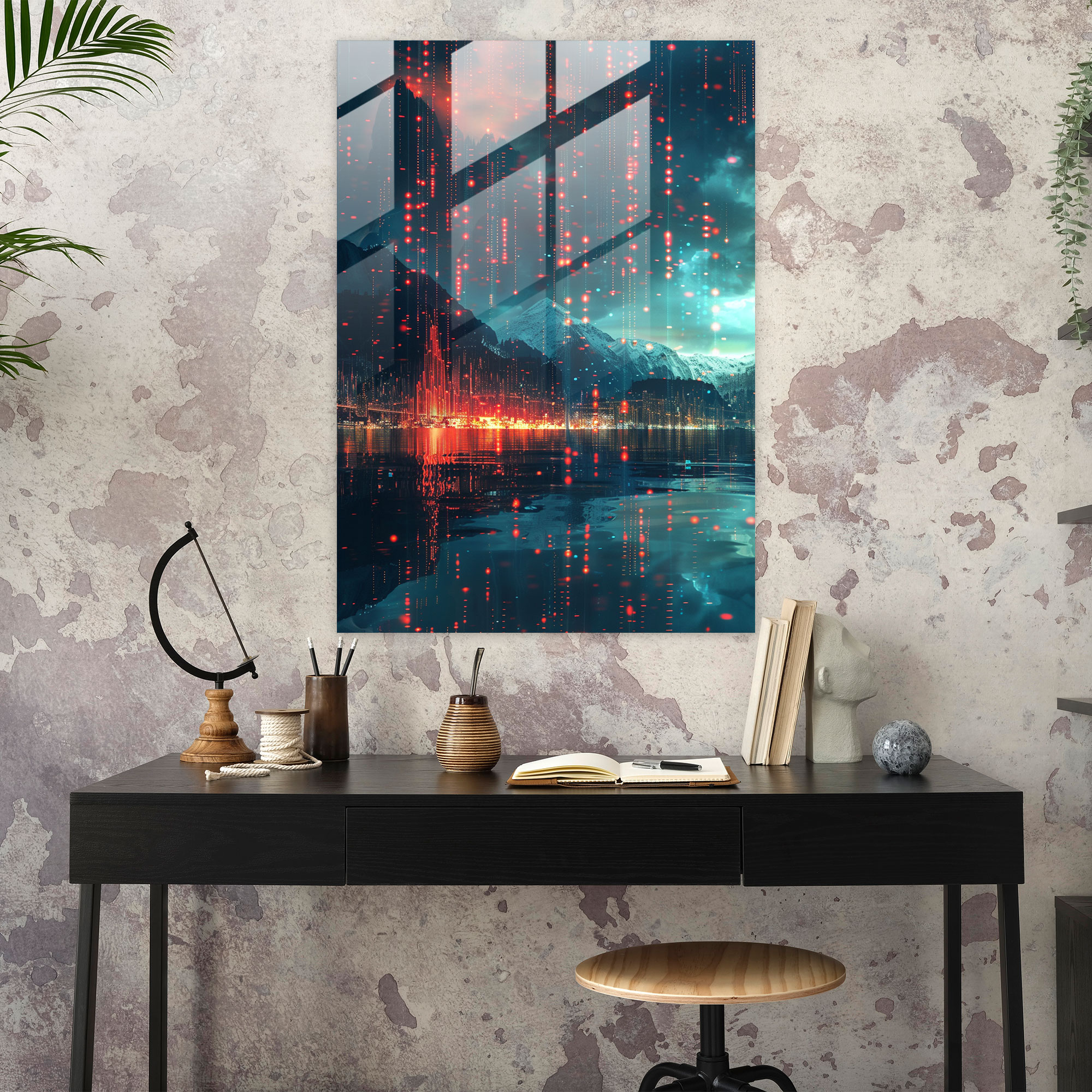 Futurism Art Style Modern Art - Futurism, Glass Print, Data Streams, Home Decoration