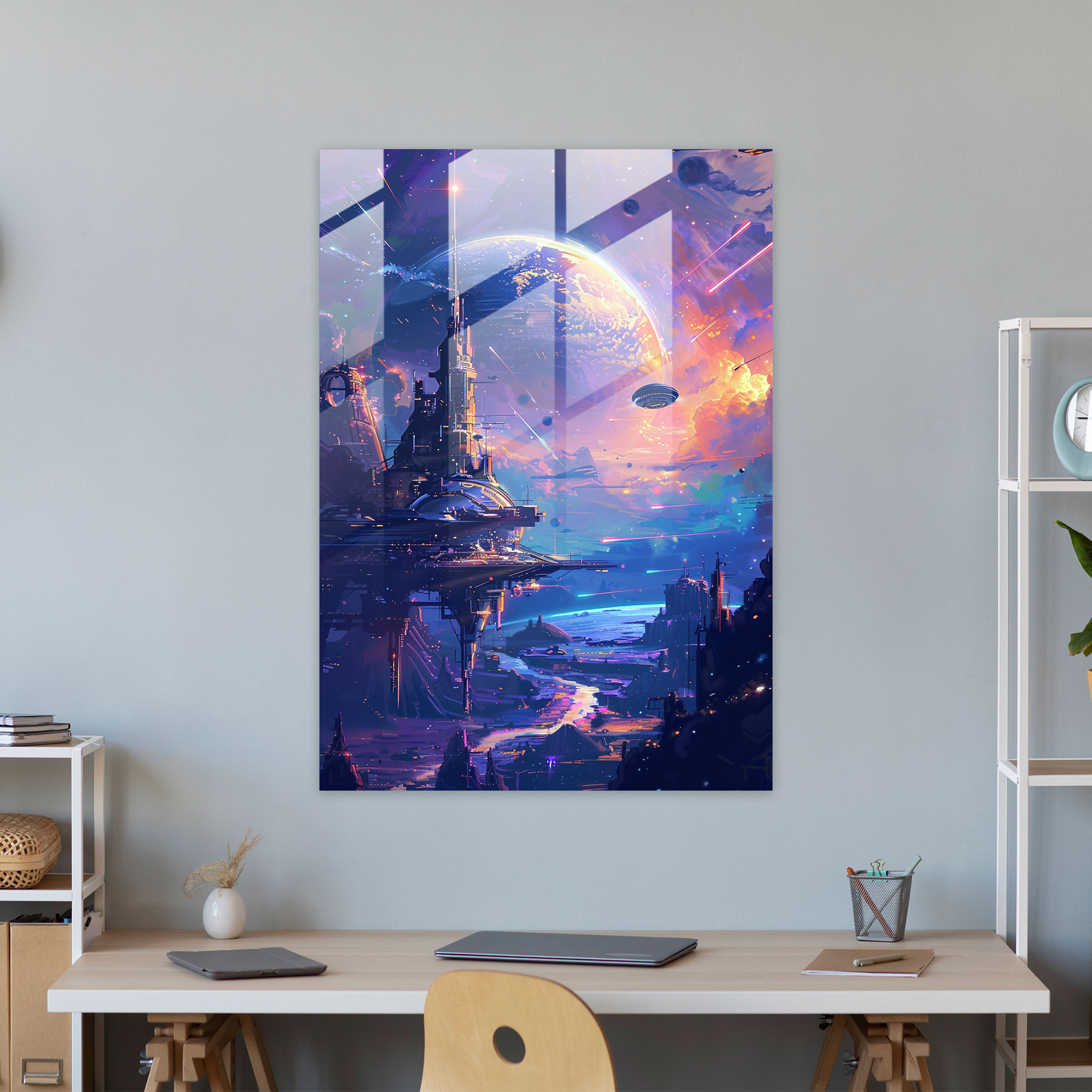 Futurism Art Style Glass Print - Futurism, Futurism Art Style, Cosmic Landscape, Modern Art
