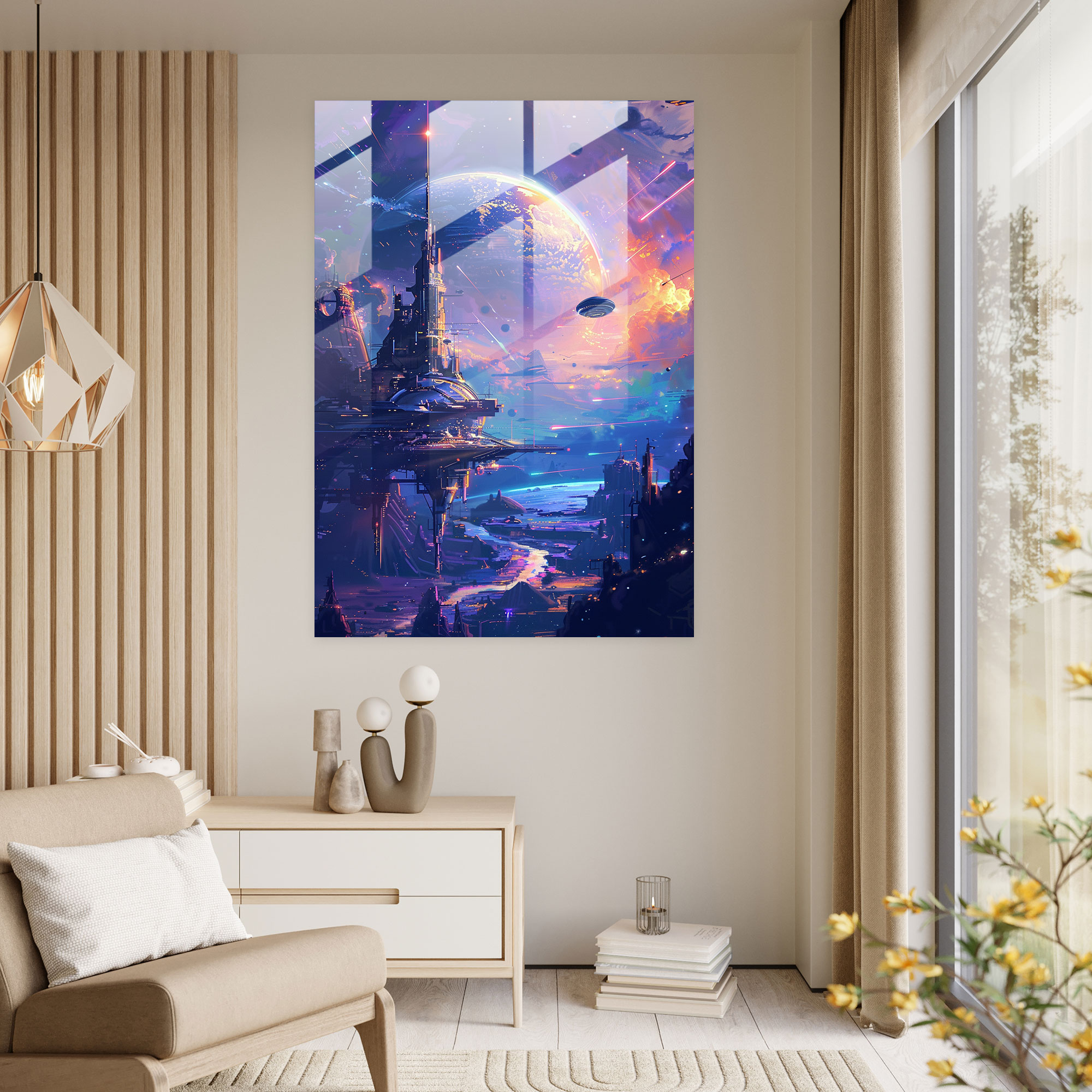 Futurism Art Style Glass Print - Futurism, Futurism Art Style, Cosmic Landscape, Modern Art