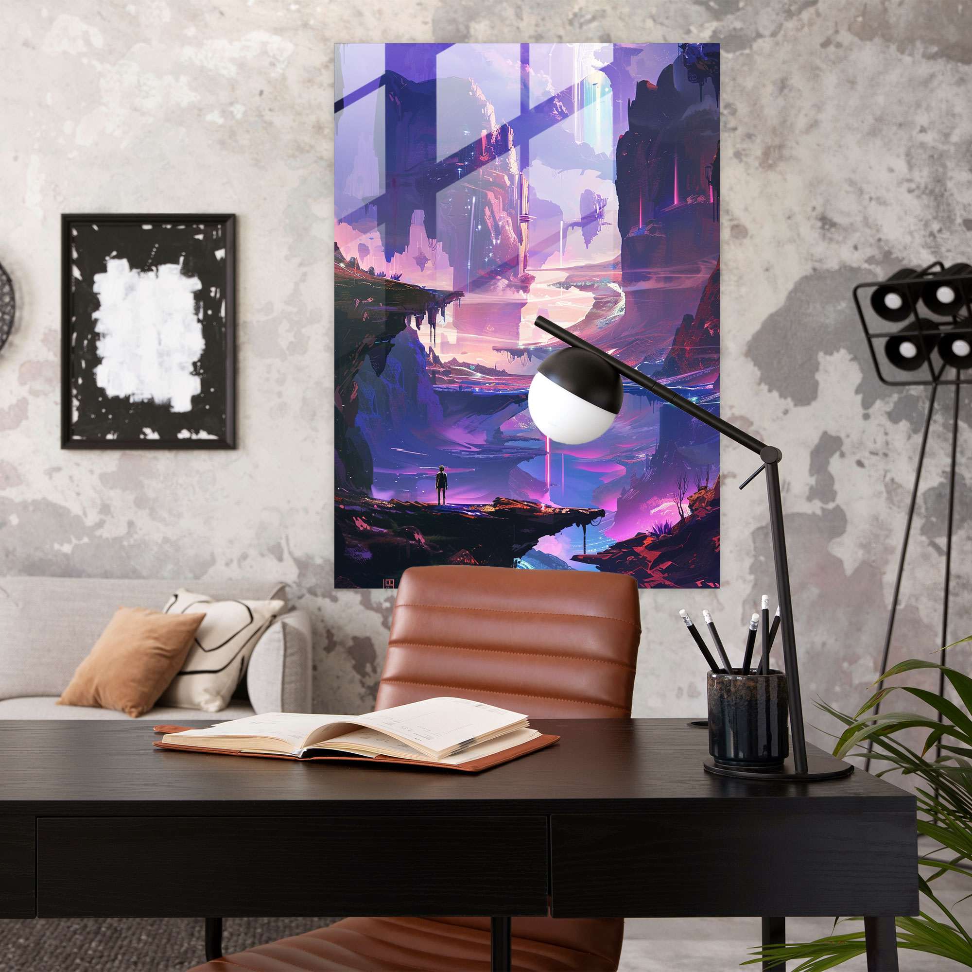 Floating Islands Glass Wall Art - Futurism, Futurism Art Style, Surreal Landscape, Home Decoration