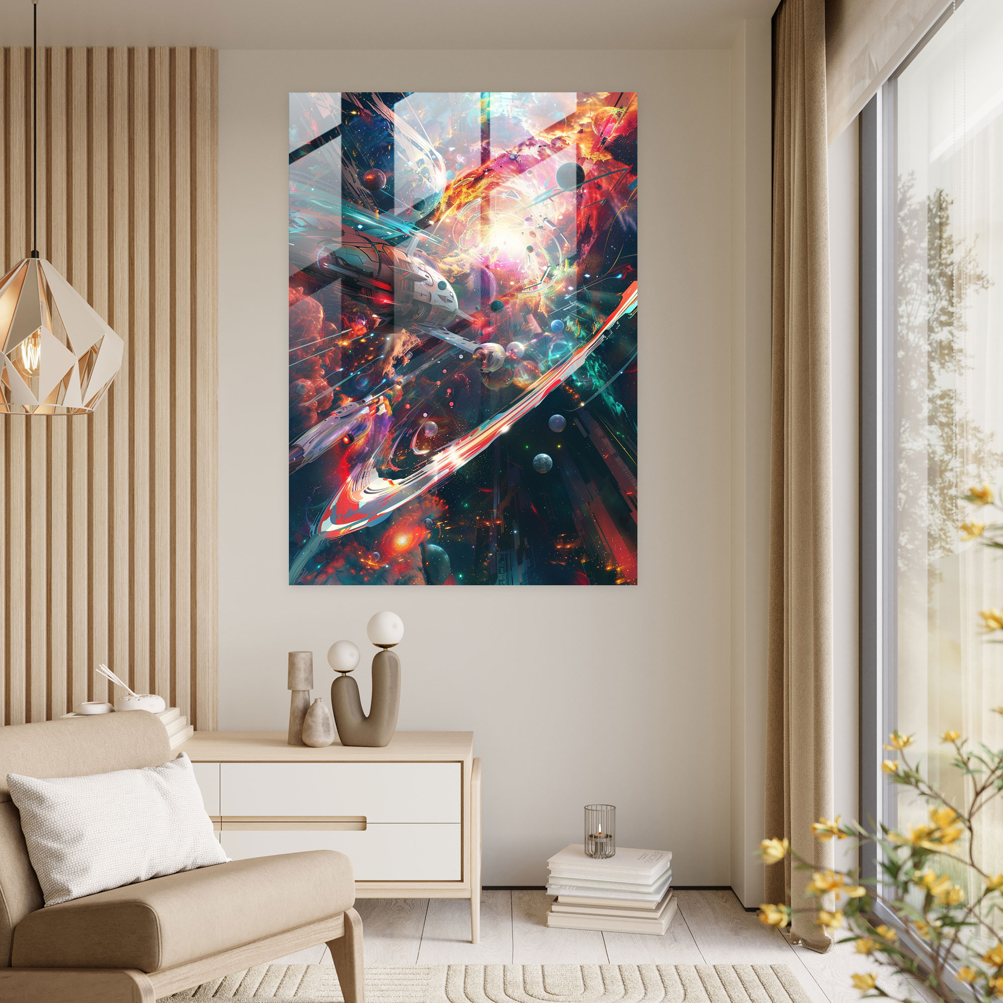 Space Galaxy Glass Print - Futurism, Modern Art, Glass Art, Glass Print