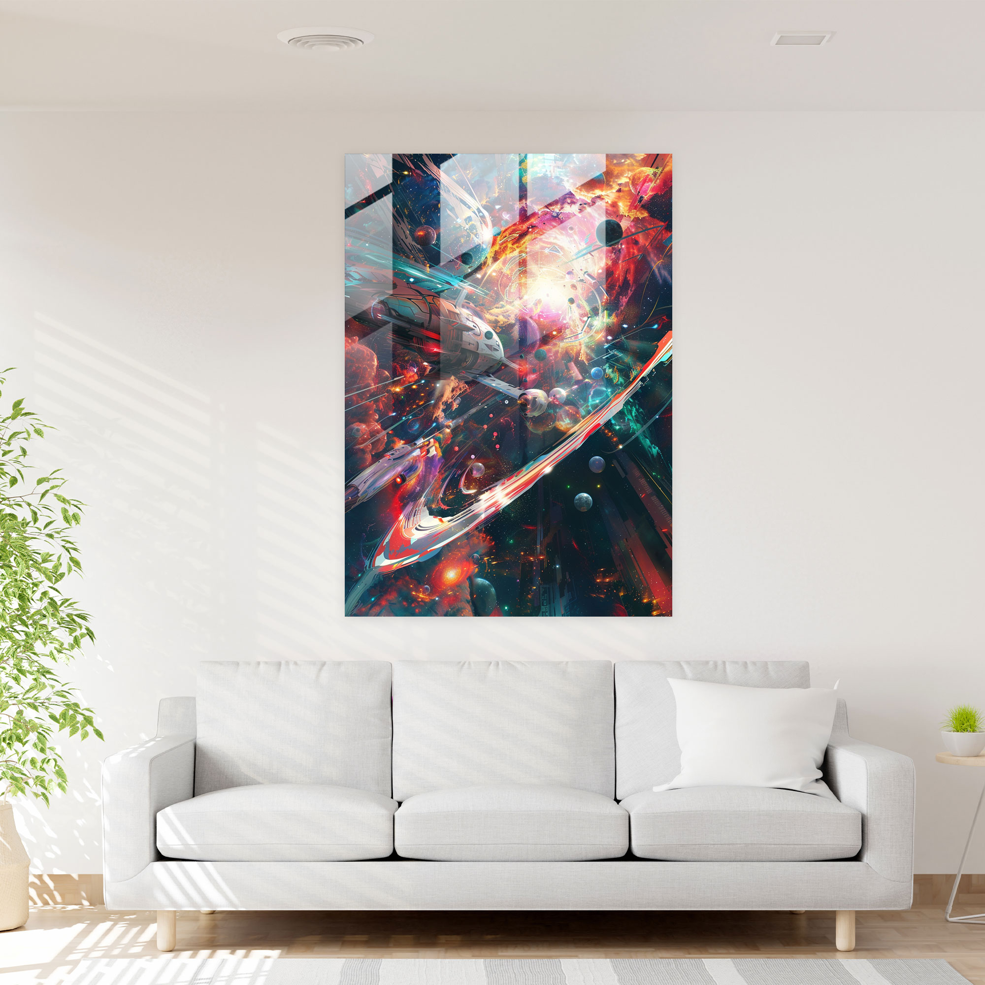 Space Galaxy Glass Print - Futurism, Modern Art, Glass Art, Glass Print