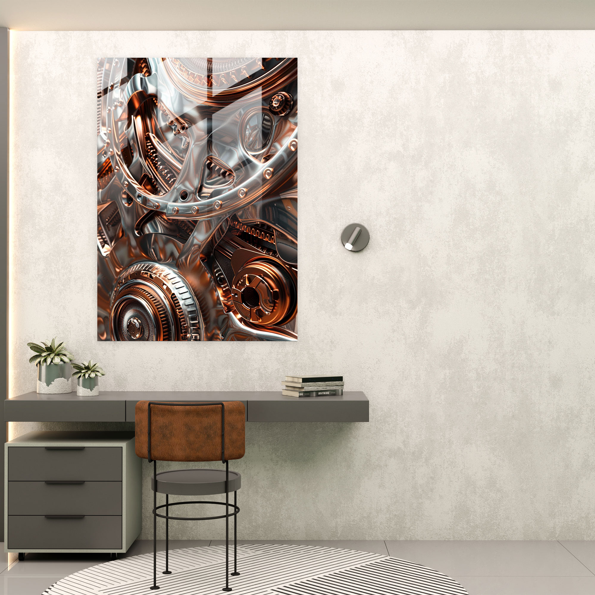 Mechanical Abstract Glass Print - Futurism, Home Decoration, Glass Art, Modern Art