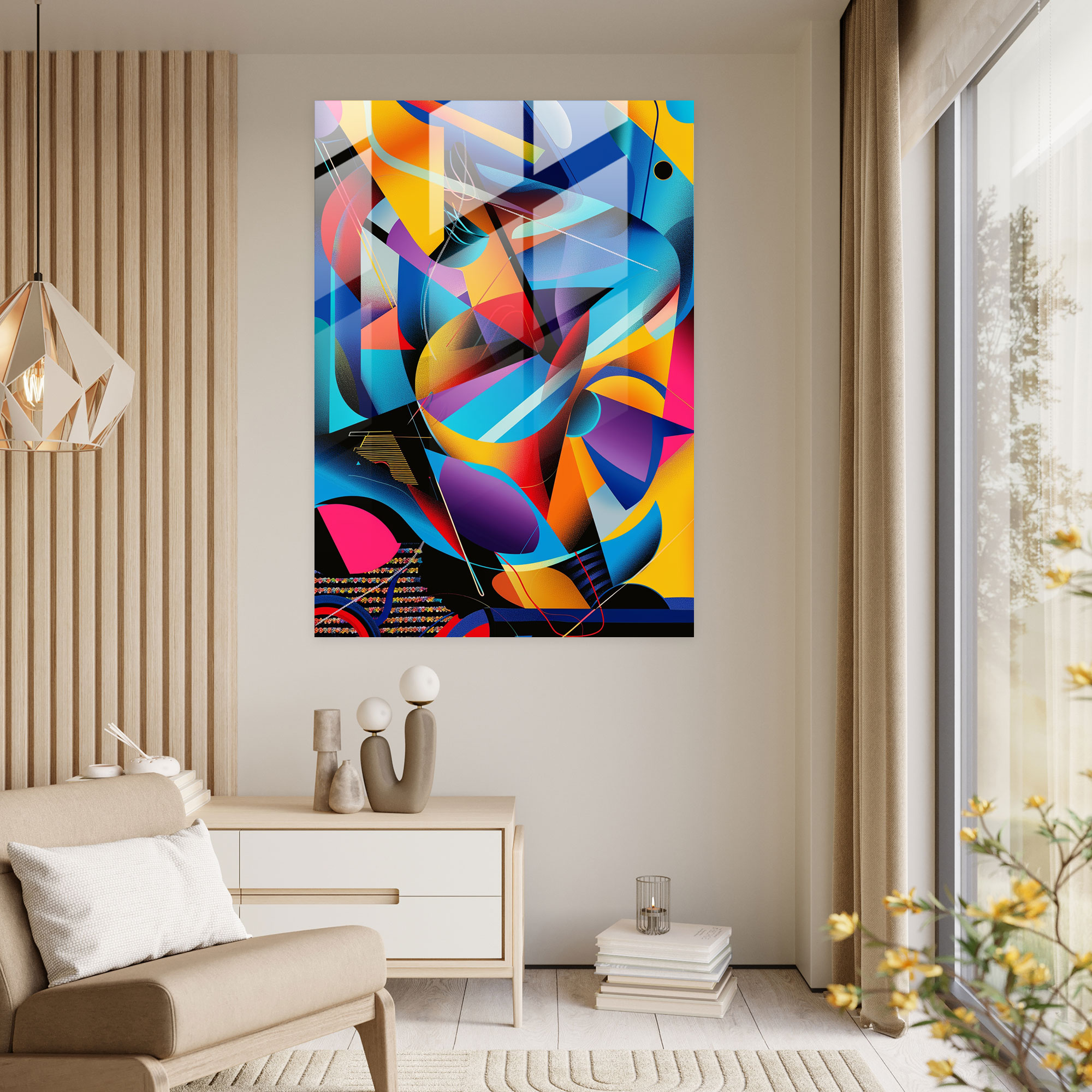 Futurism Art Style Glass Print - Futurism, Home Decoration, Glass Art, Glass Wall Art