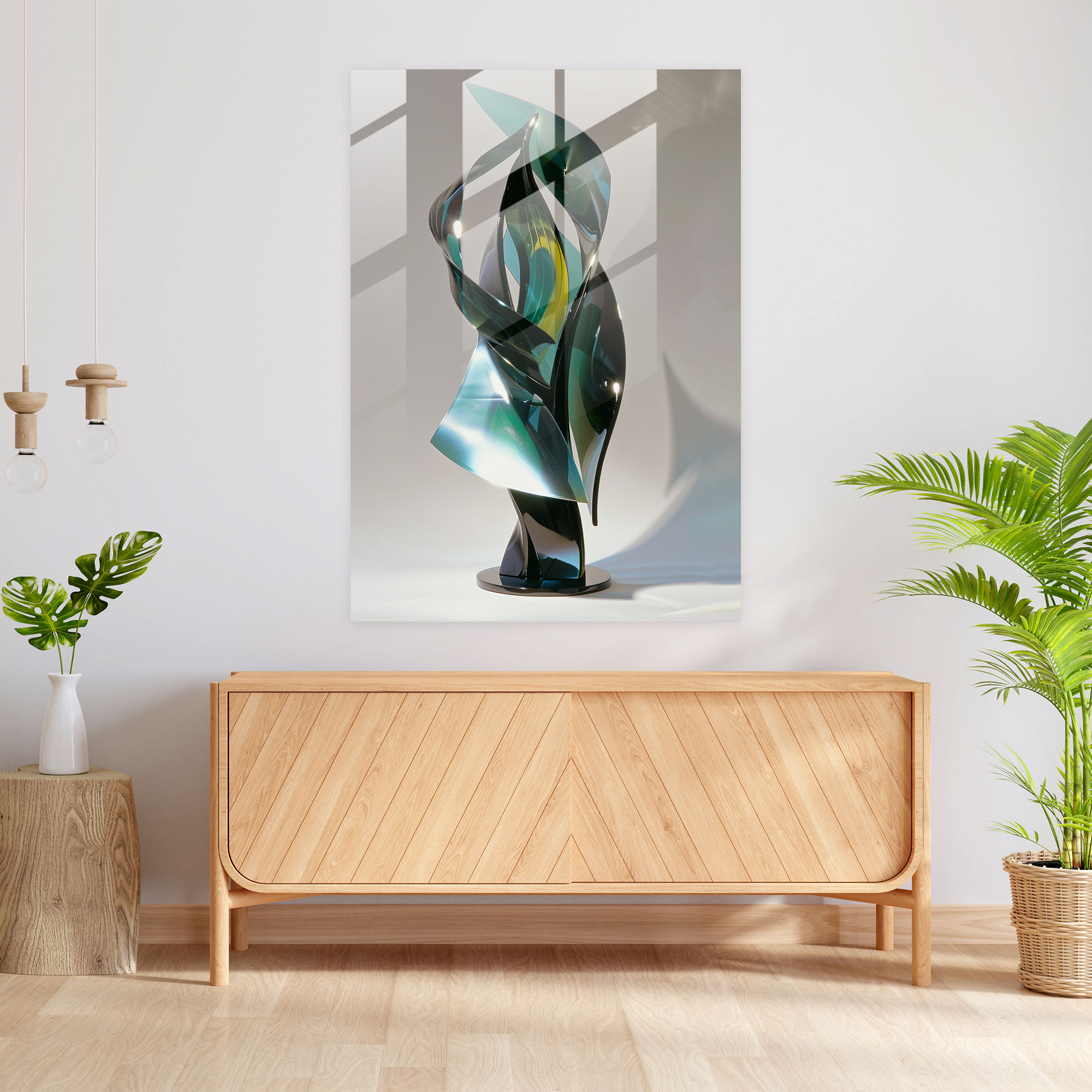 Futurism Glass Art - Sleek And Minimalist Design With Metallic Hues - Futurism, Glass Art, Home Decoration, Wall Decoration