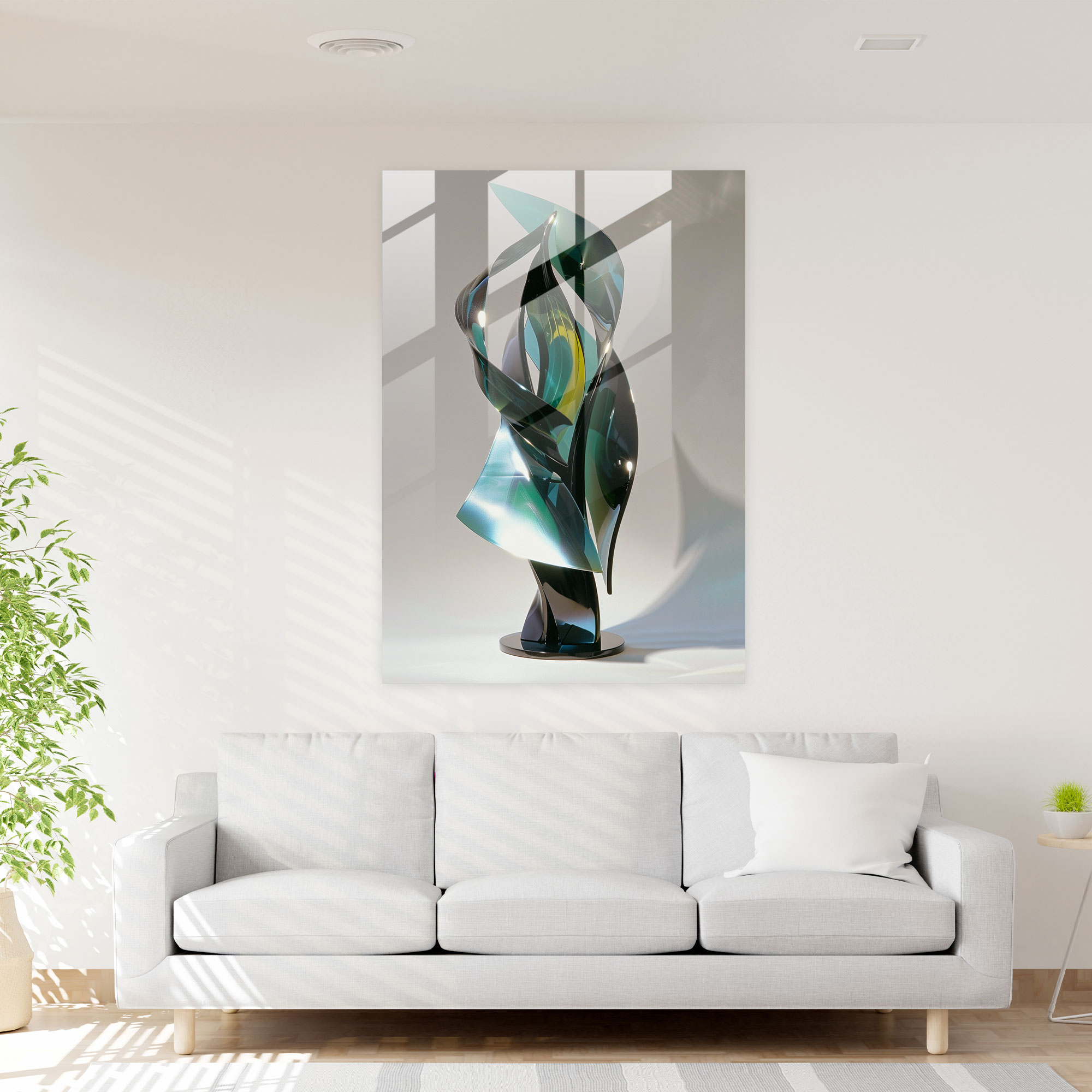 Futurism Glass Art - Sleek And Minimalist Design With Metallic Hues - Futurism, Glass Art, Home Decoration, Wall Decoration